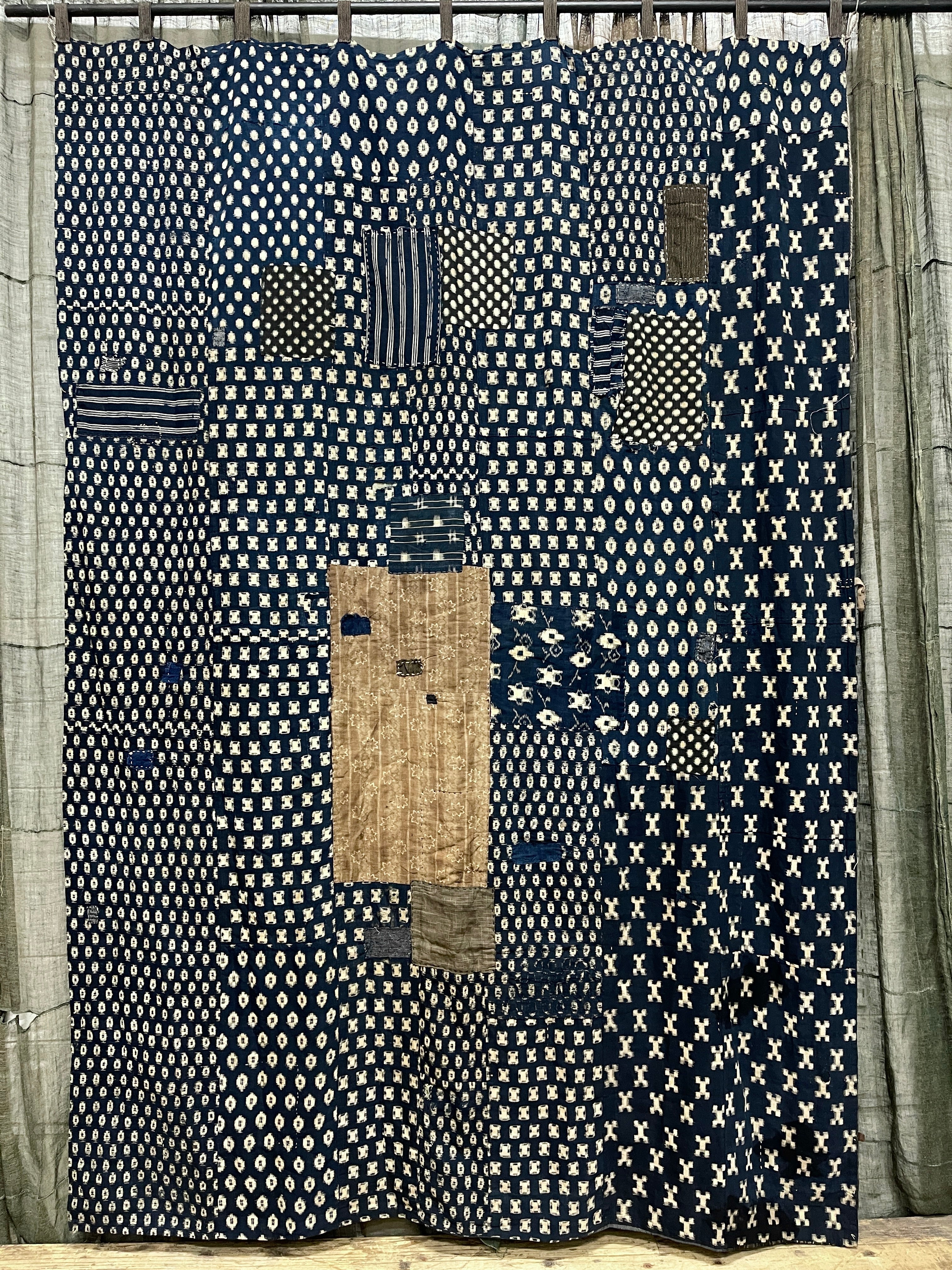 Antique Japanese Indigo Boro Wall Hanging / Rug