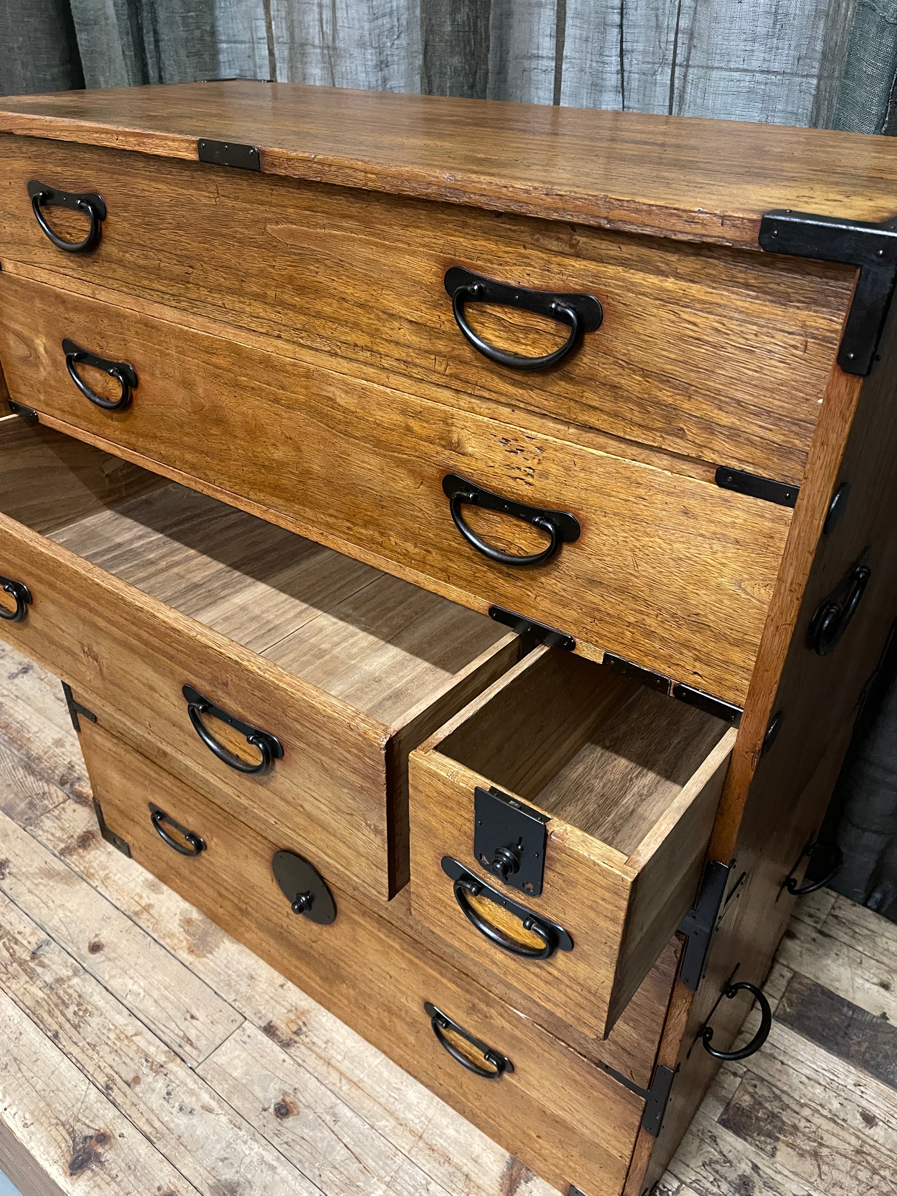 Japanese Kimono Storage Chest-on-Chest, Isho Dansu - Paulownia | Meiji