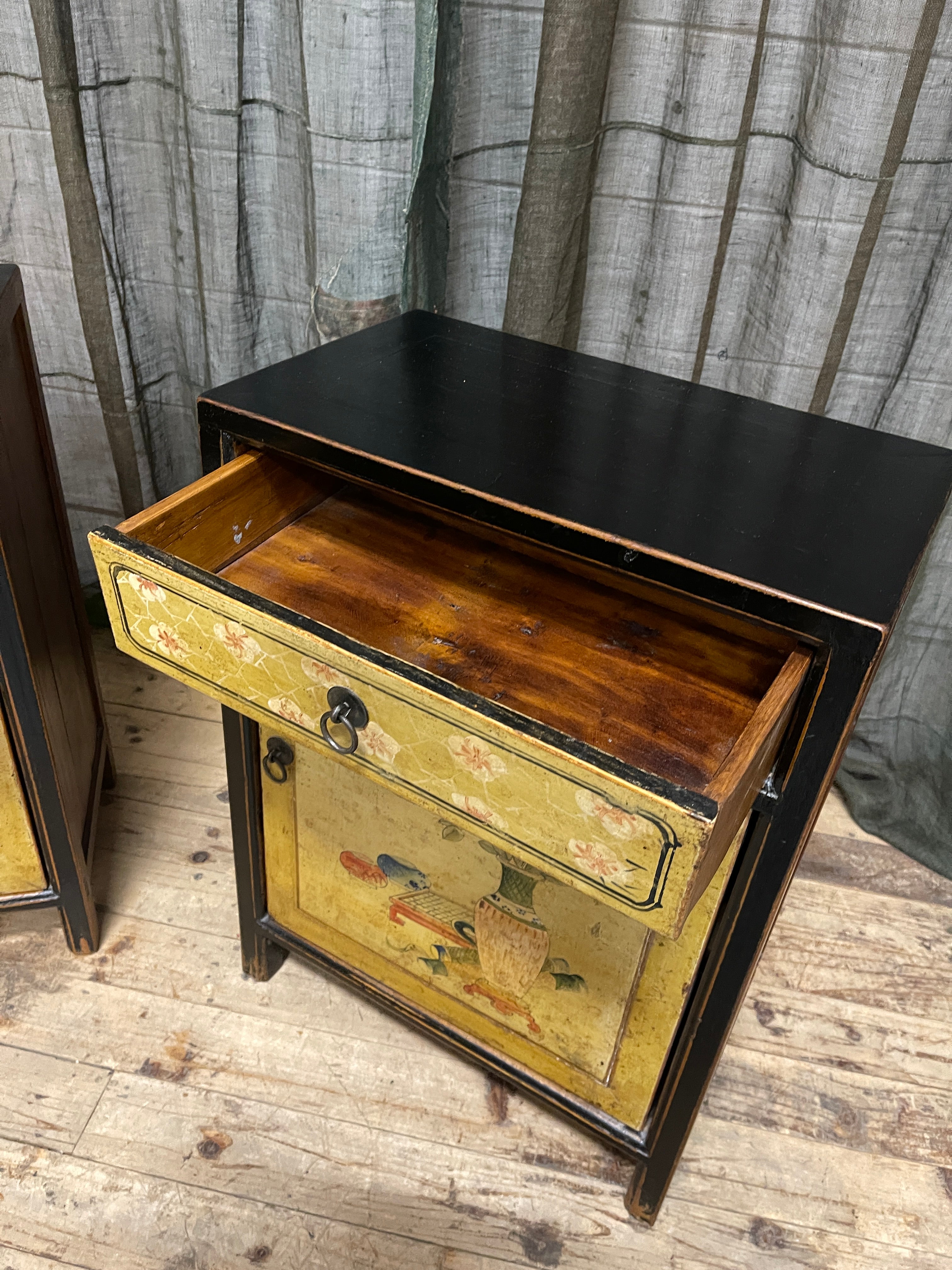 Pair Of Provincial Style Chinese Lacquered Side Cabinets