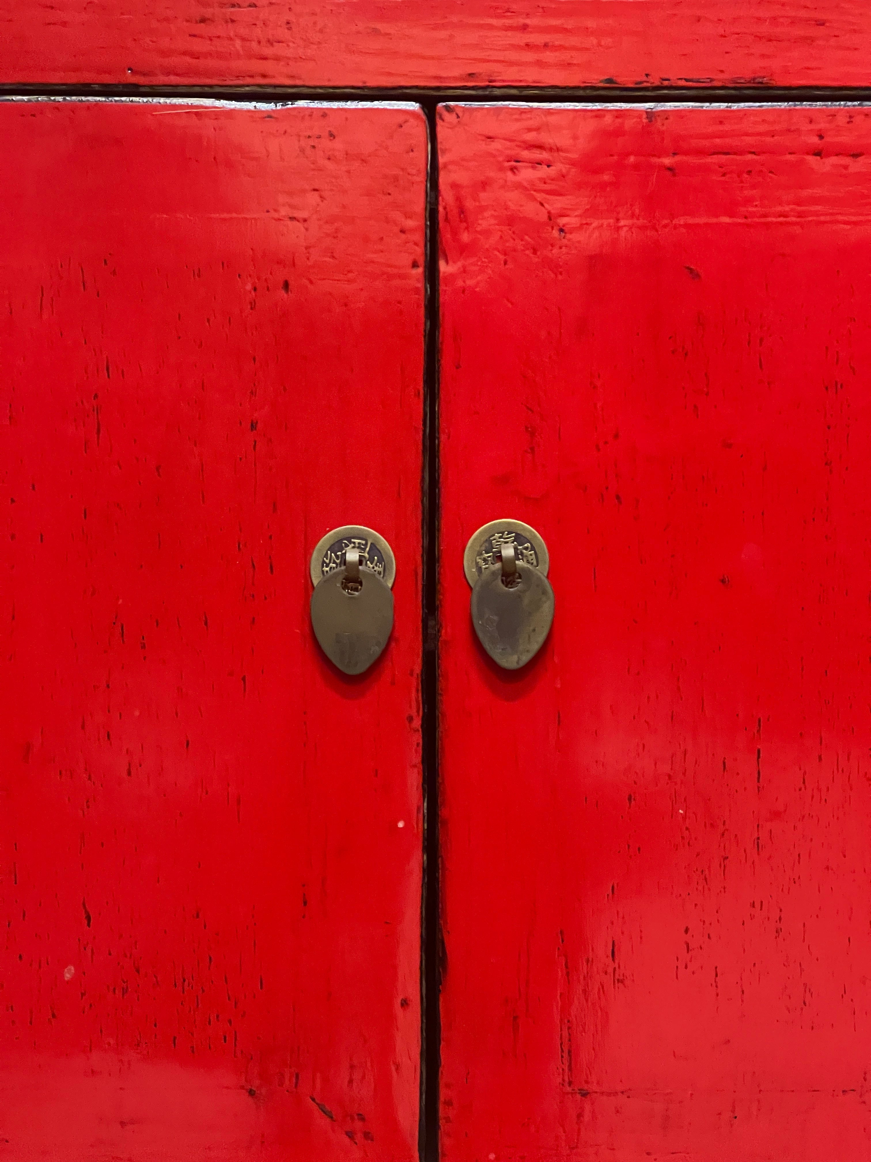 Chinese Red Lacquered Side Cabinet