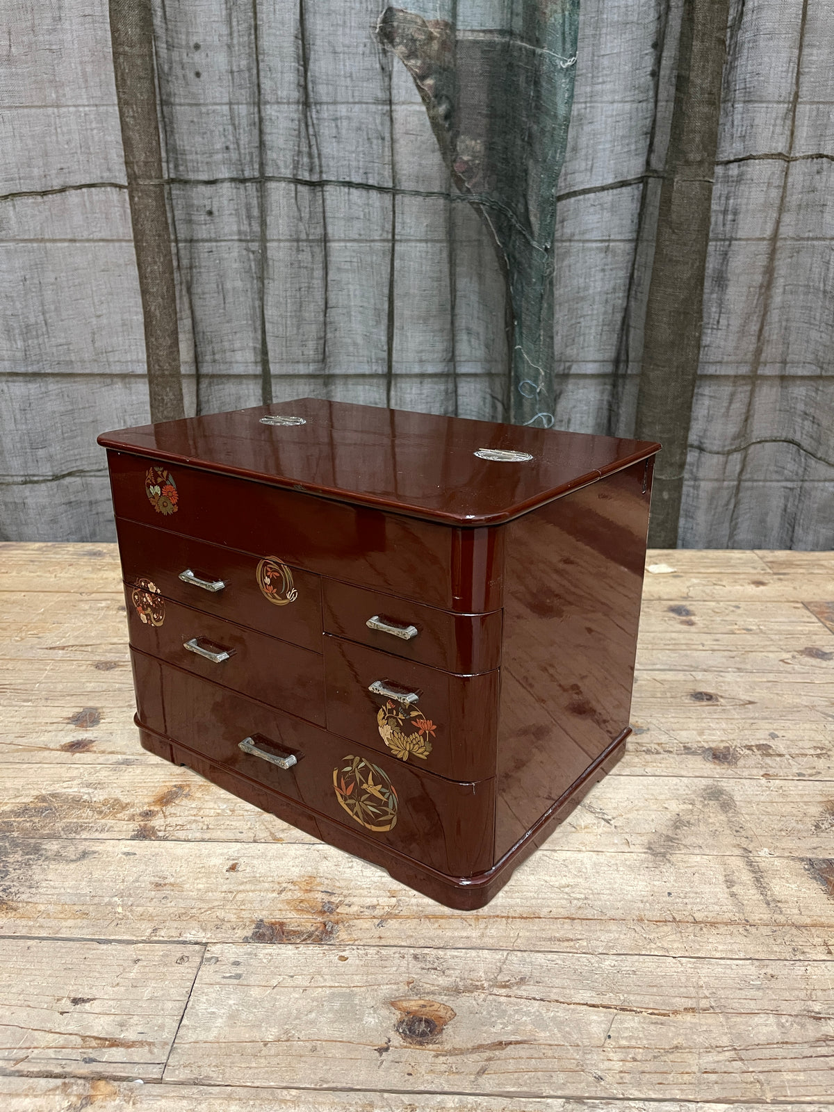 Vintage Japanese Sewing Box, Hari Bako - Lacquered | Midcentury