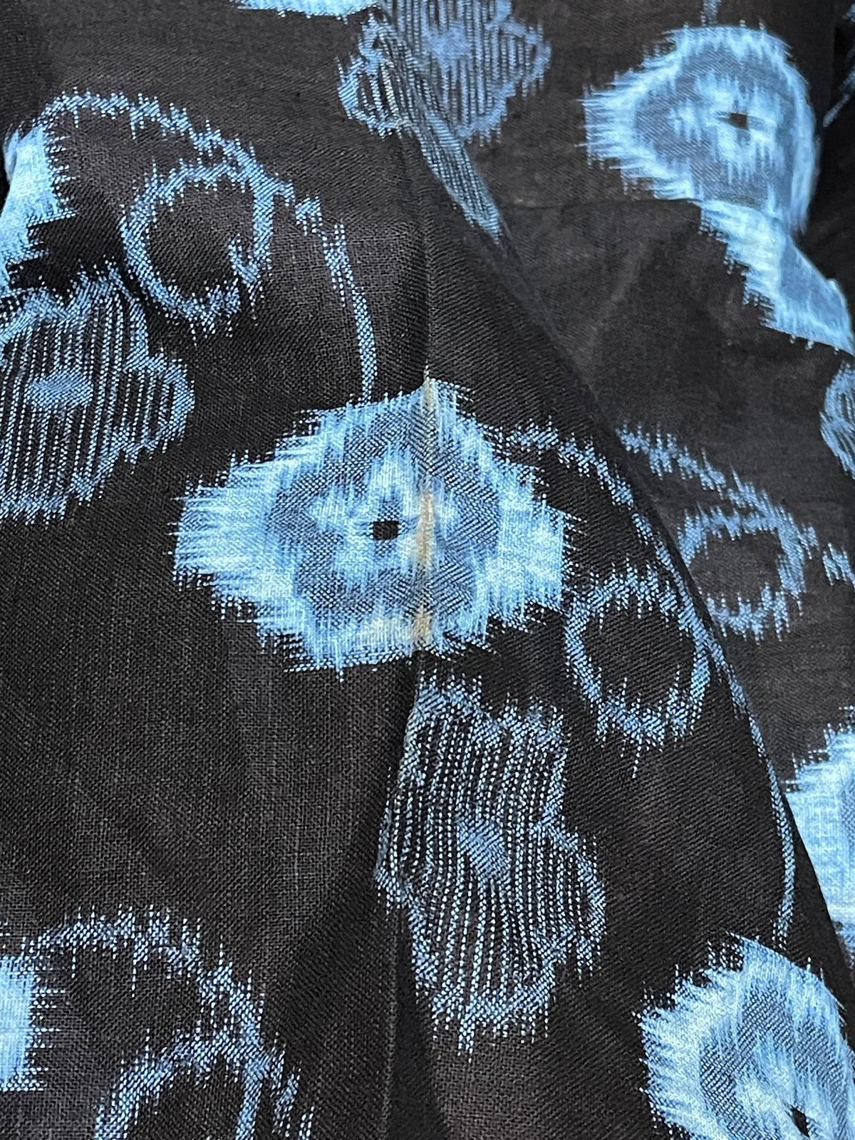 Vintage Japanese Cotton Kasuri Kimono, Floral Medallion Pattern
