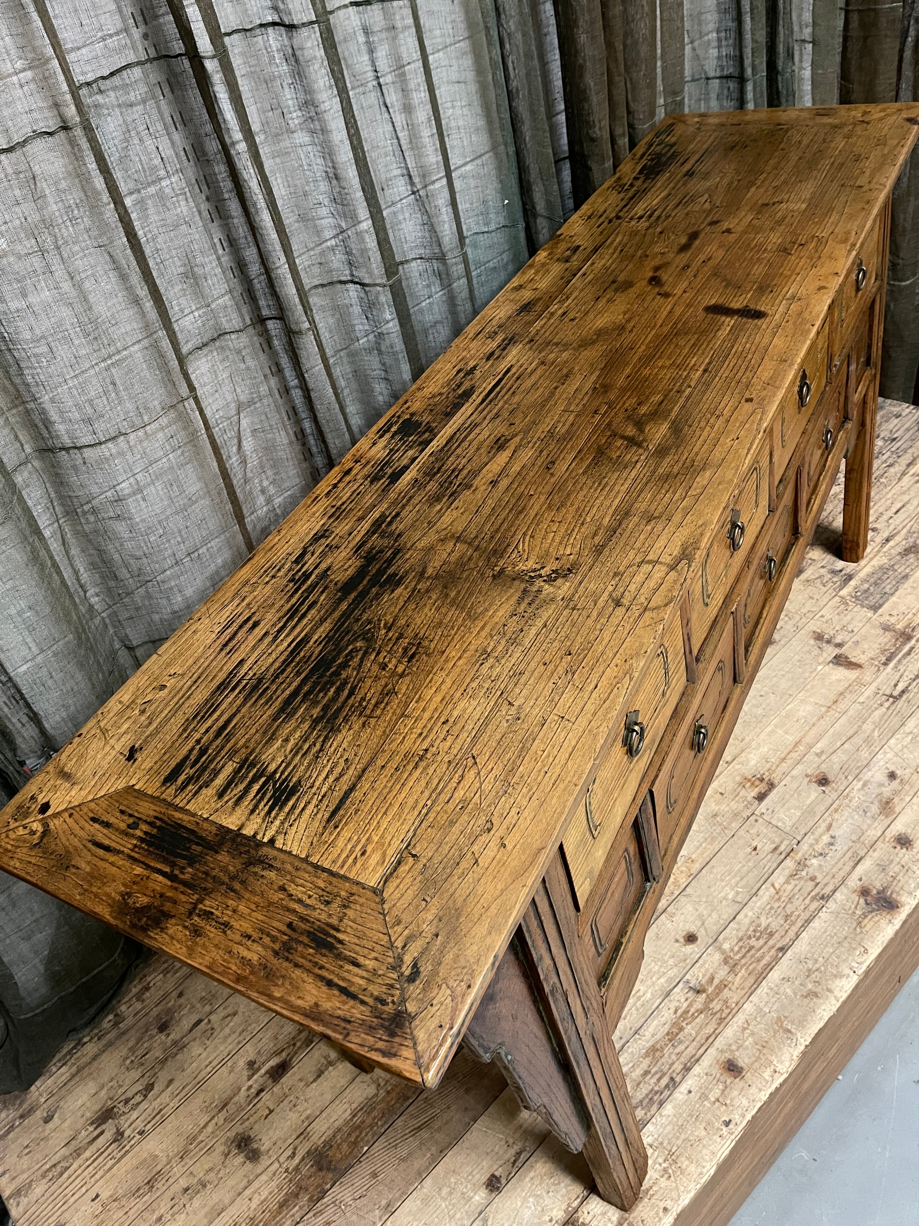 Antique Provincial Chinese Hall Table - Elm