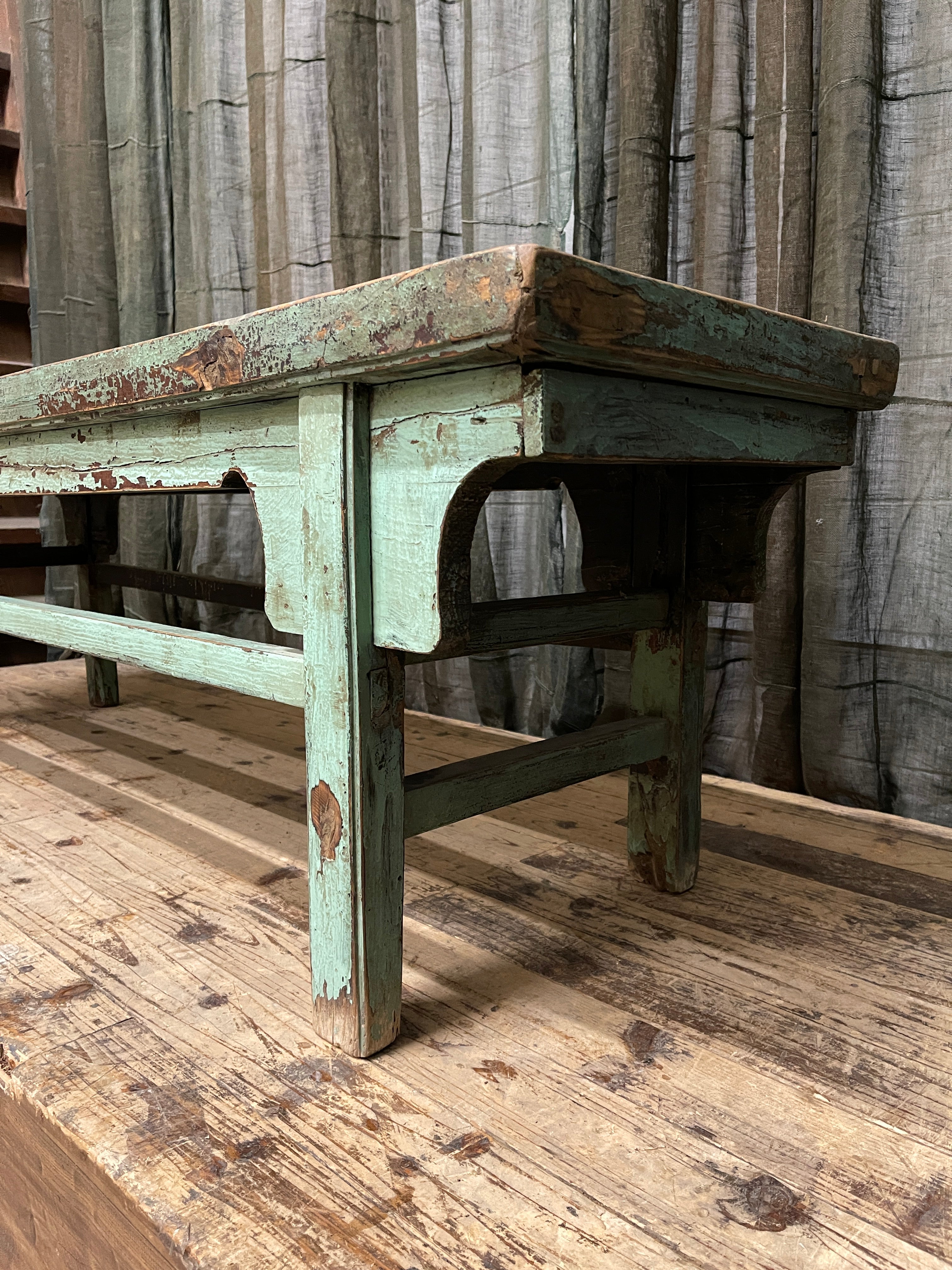 Antique Chinese Painted Bench, Elm