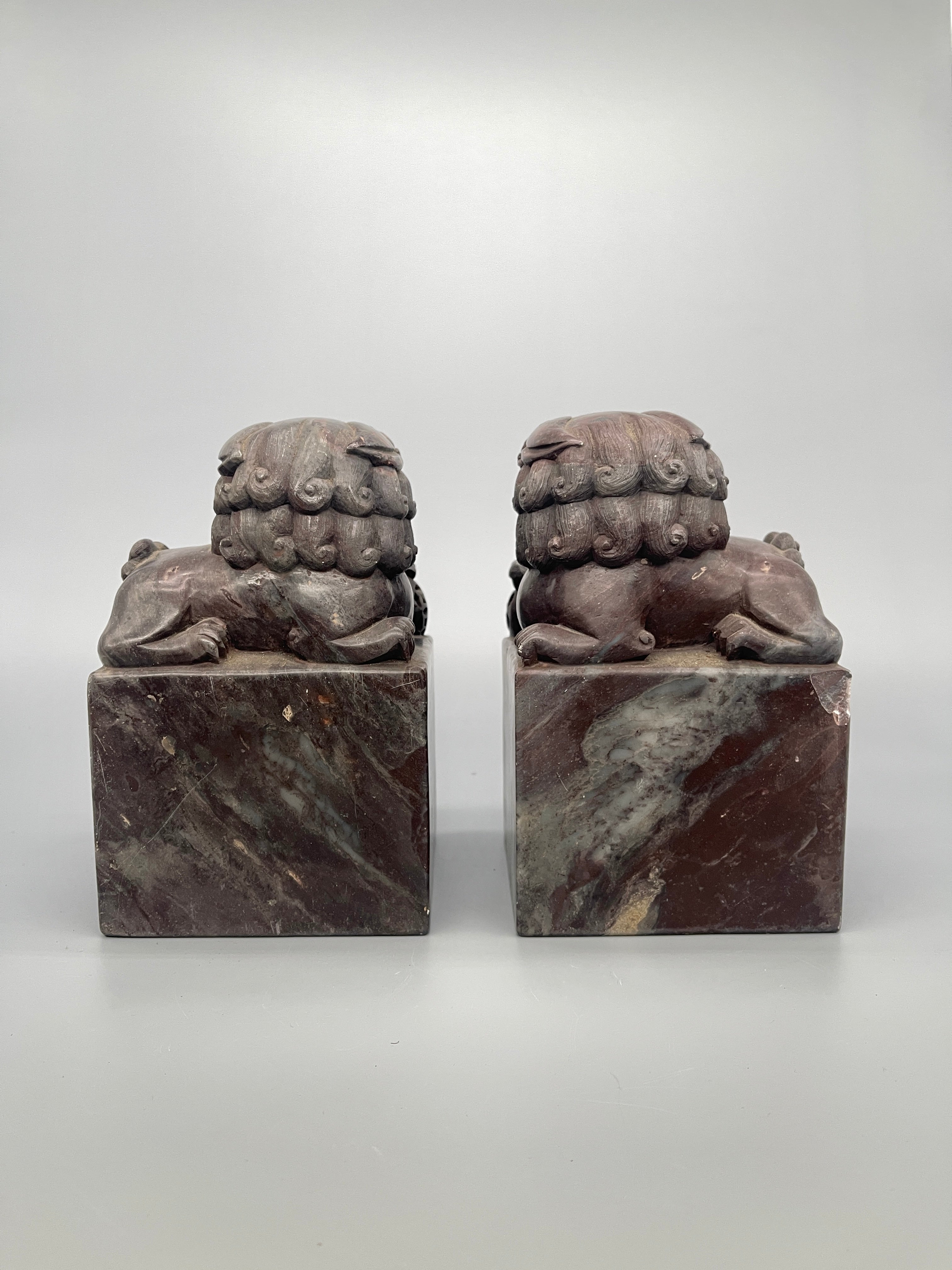 Pair Of Chinese Carved Foo Dogs
