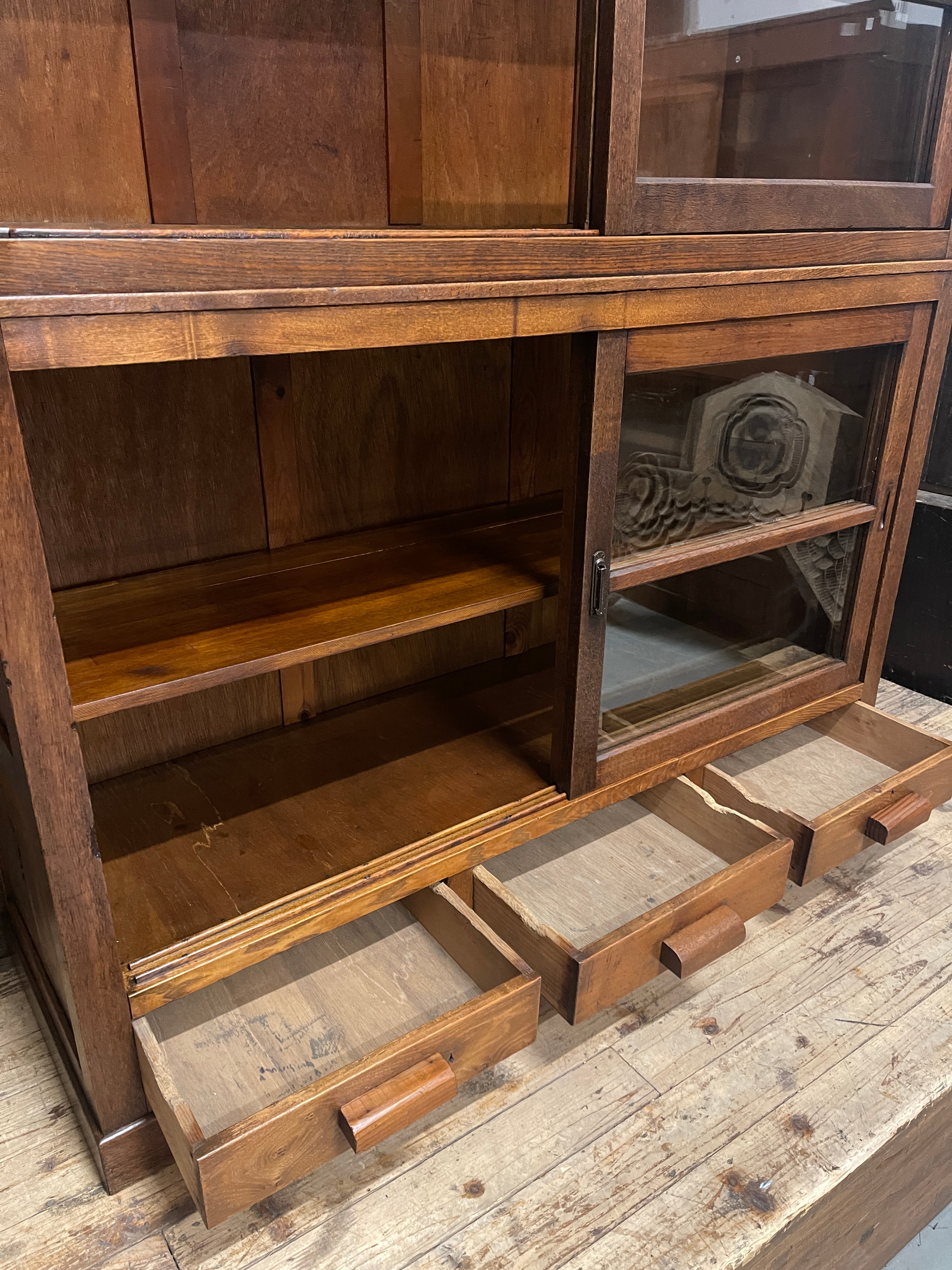 Japanese Library Cabinet - Oak | Taisho