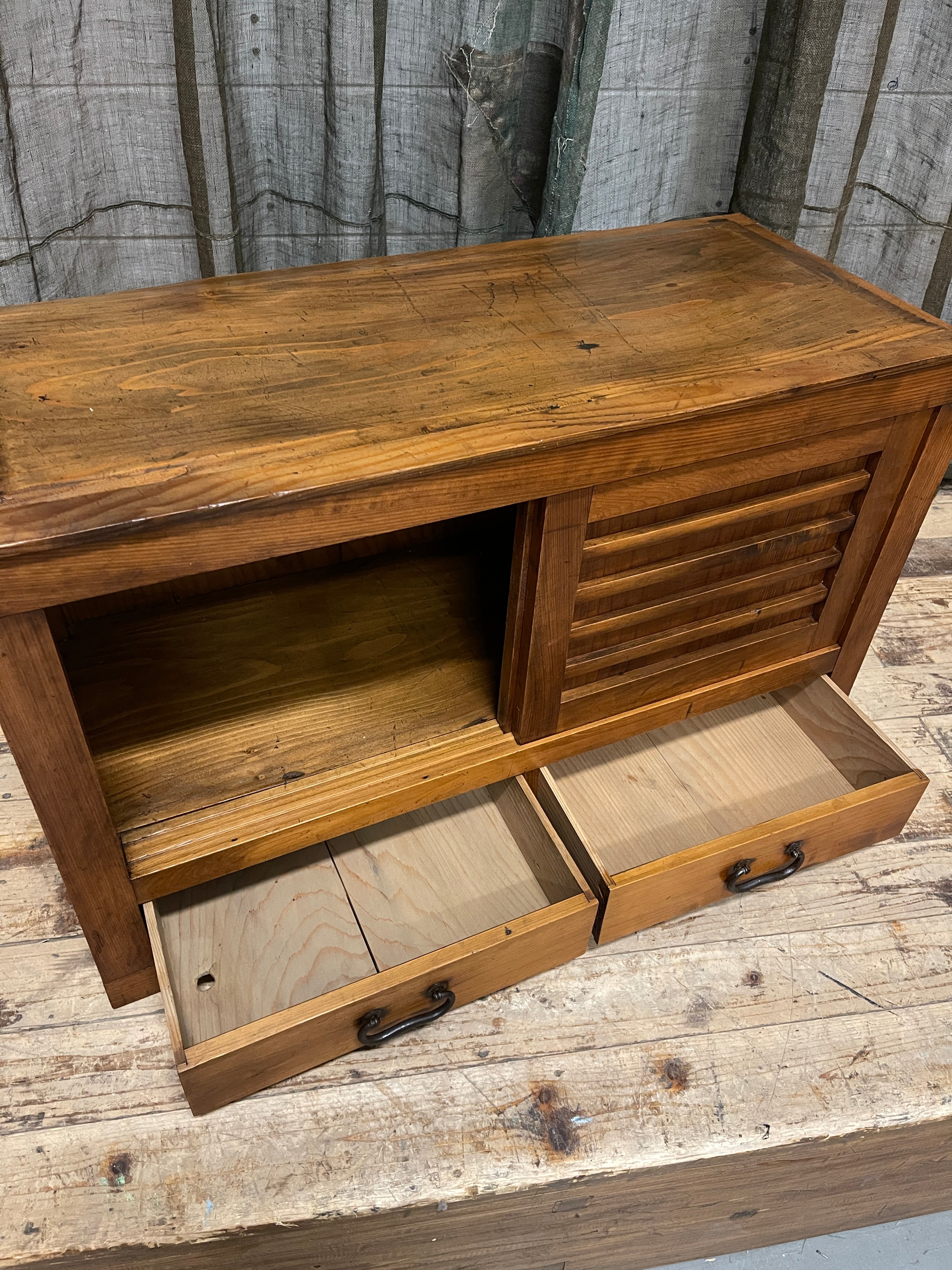 Antique Japanese Low Cabinet - Cypress | Meiji
