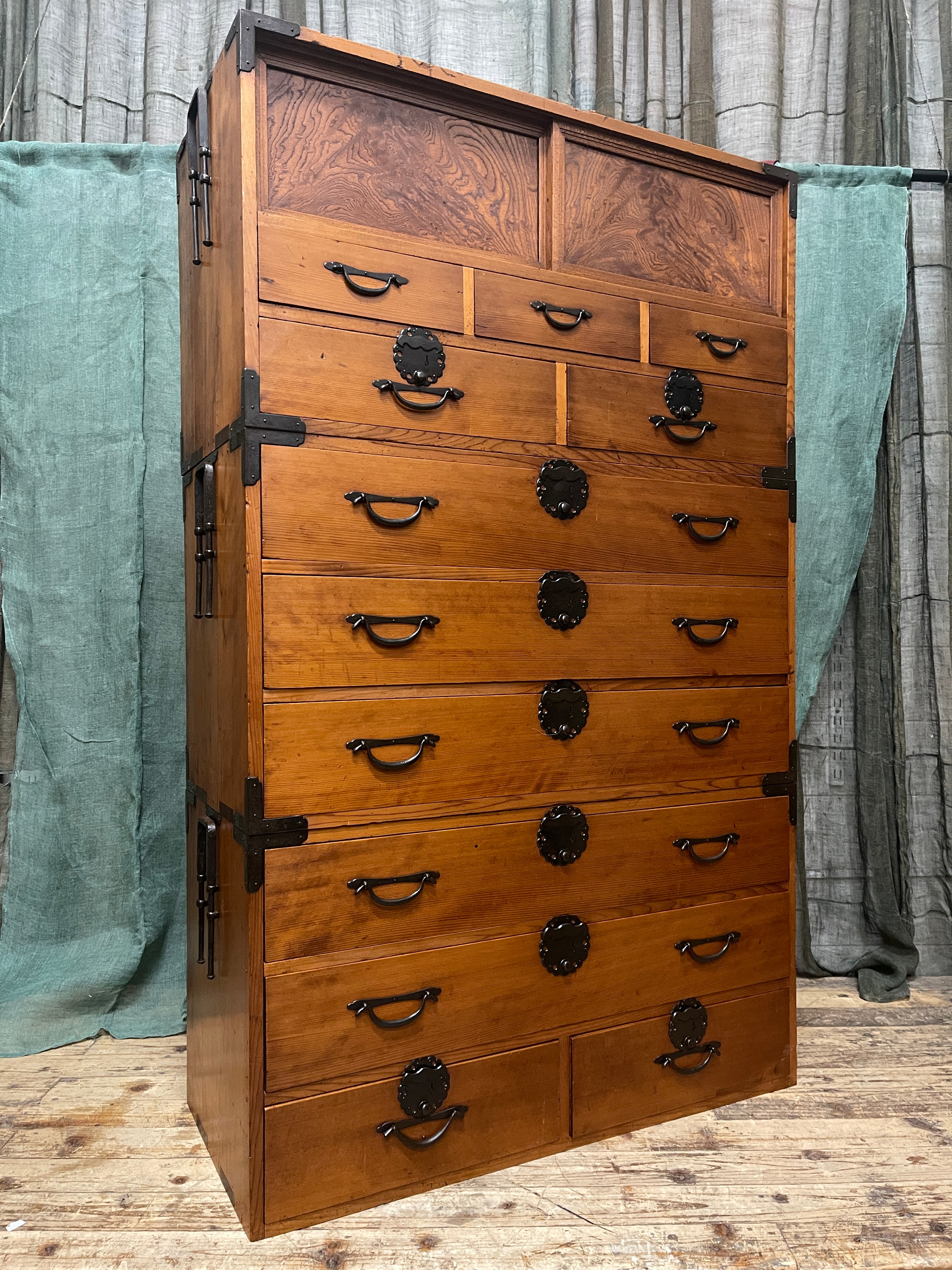 Vintage Japanese Kimono Storage Chest of Drawers - Paulownia & Elm | c.1890