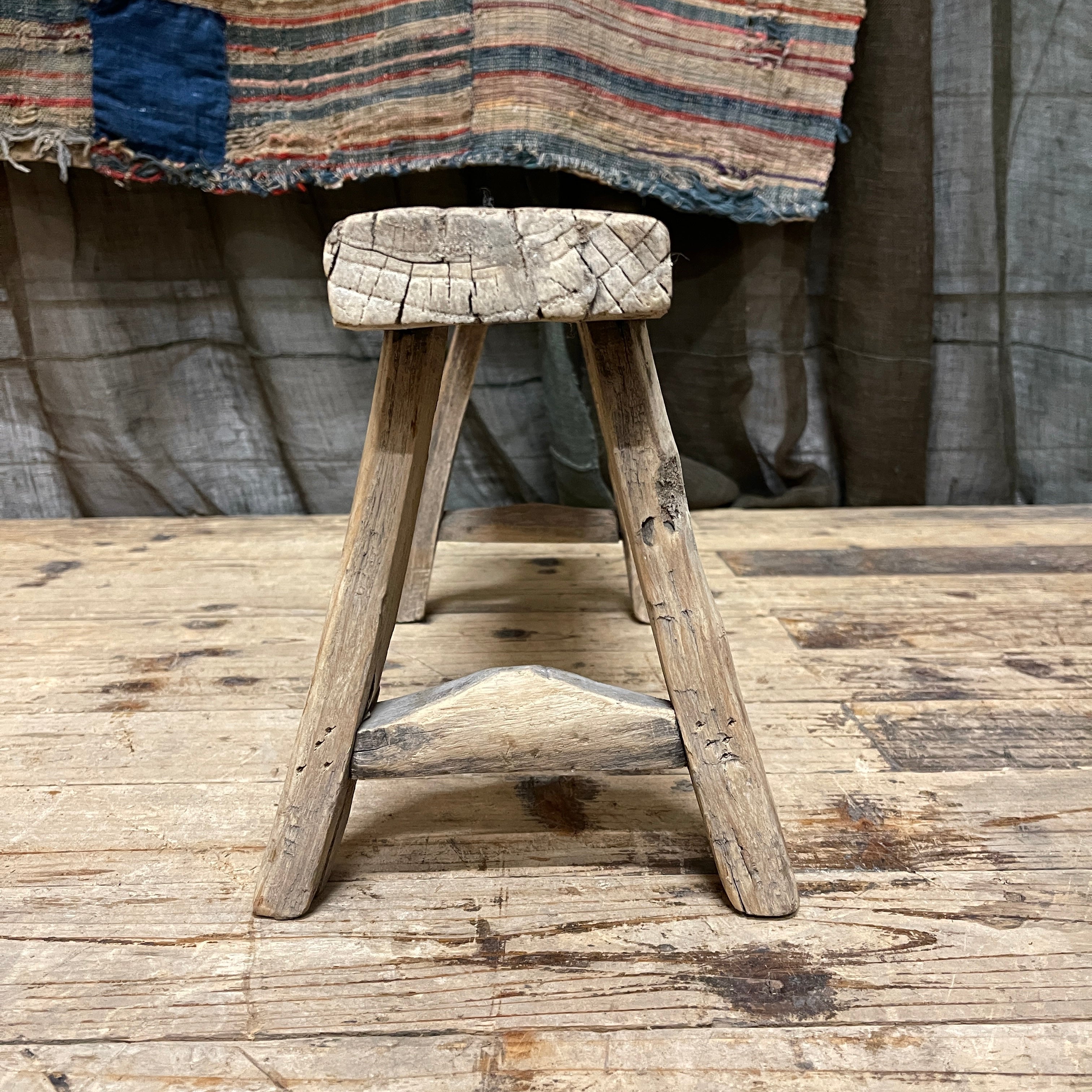 Chinese Provincial Elm Low Stool