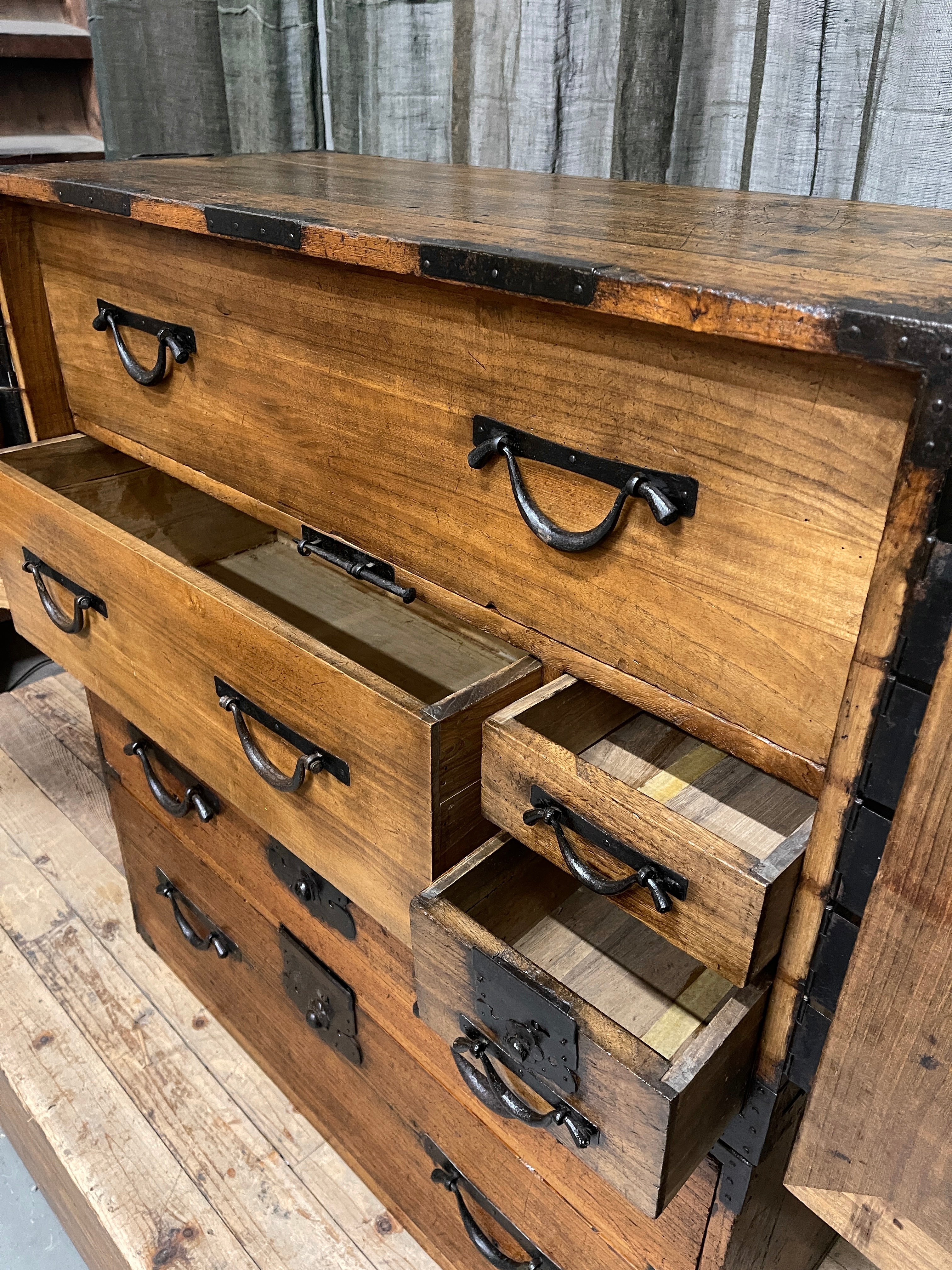 Kannon-Biraki Japanese Storage Cabinet - Paulownia & Iron Hardware | Meiji
