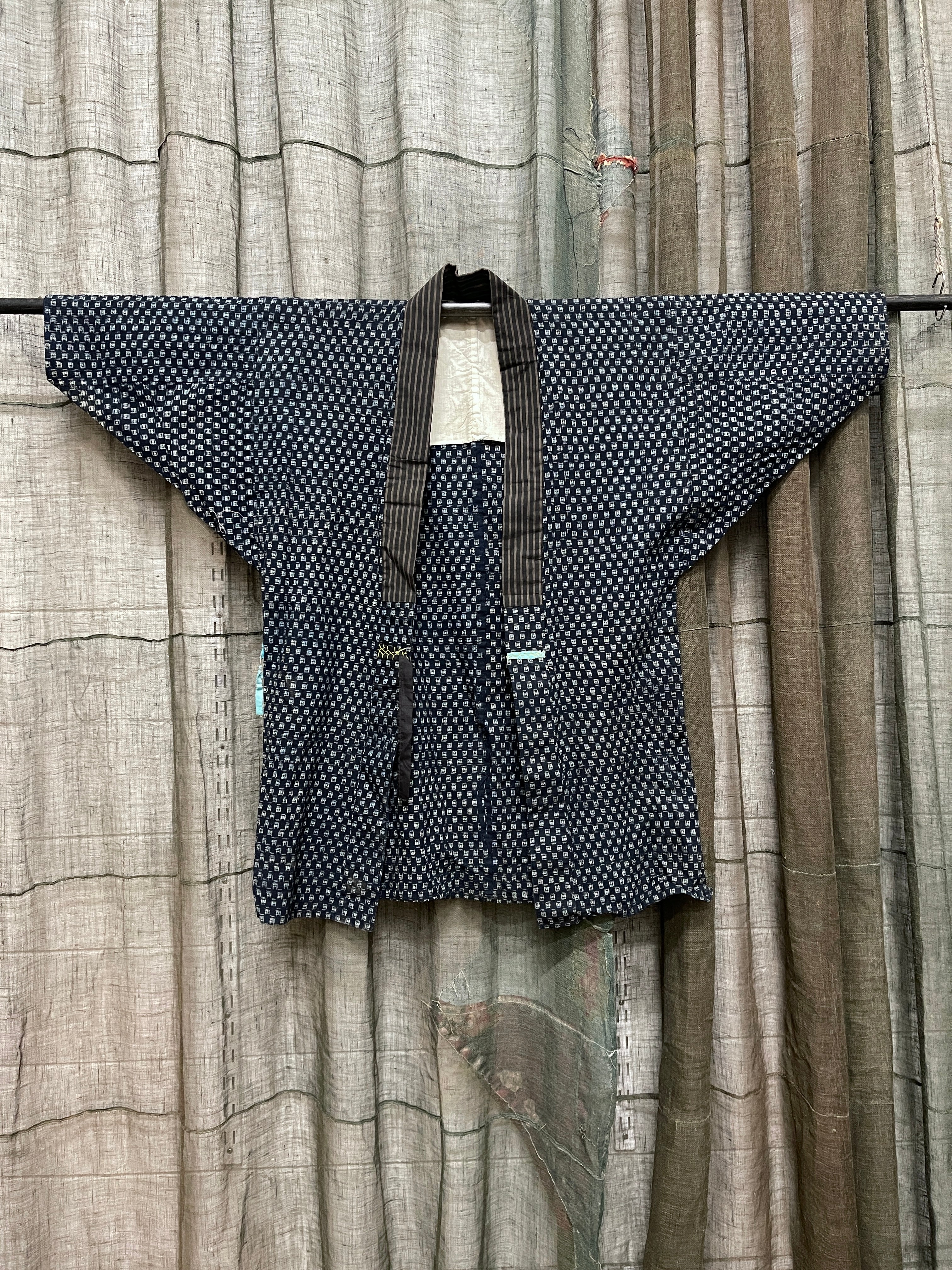 Vintage Japanese Indigo Cotton Noragi Jacket, Workwear