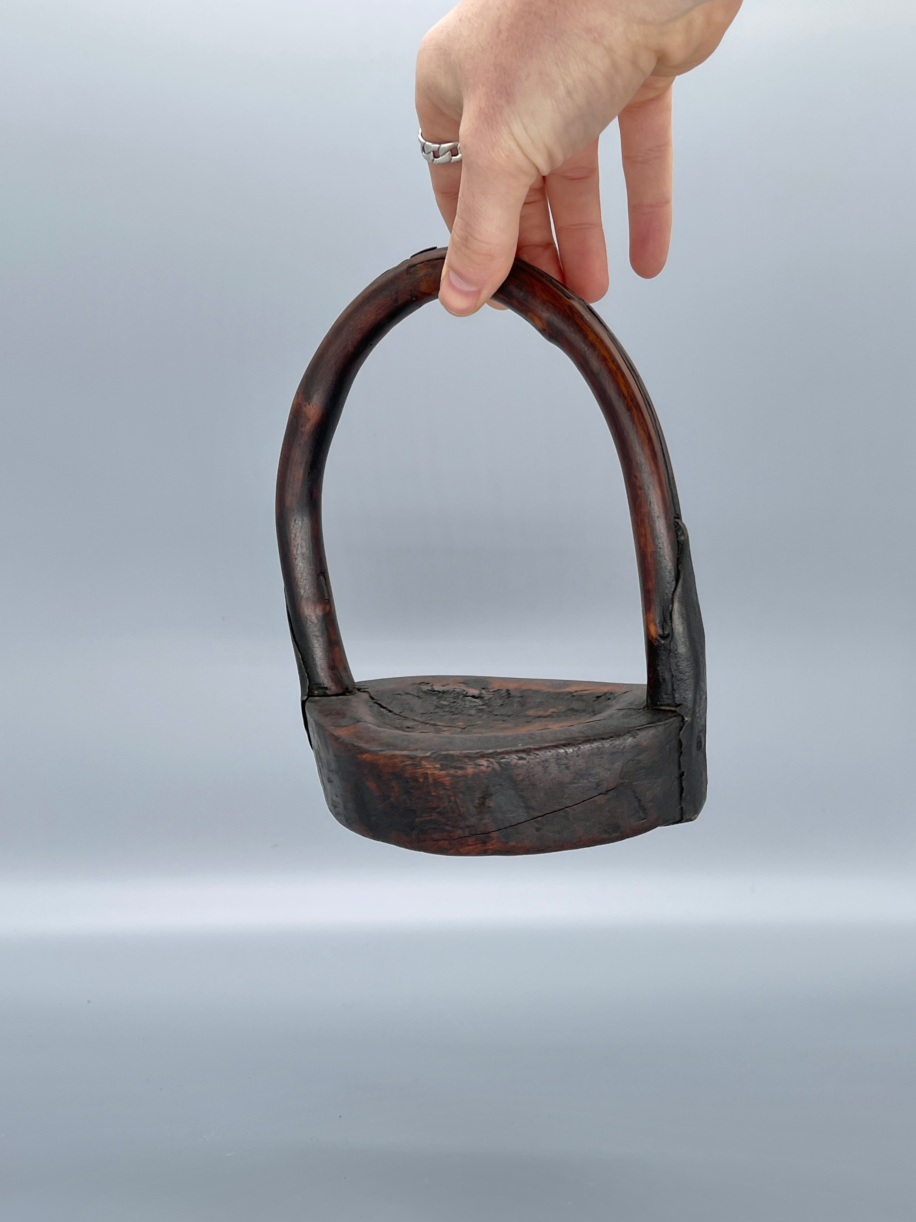 Unusual Japanese Wooden Basket, Display Piece