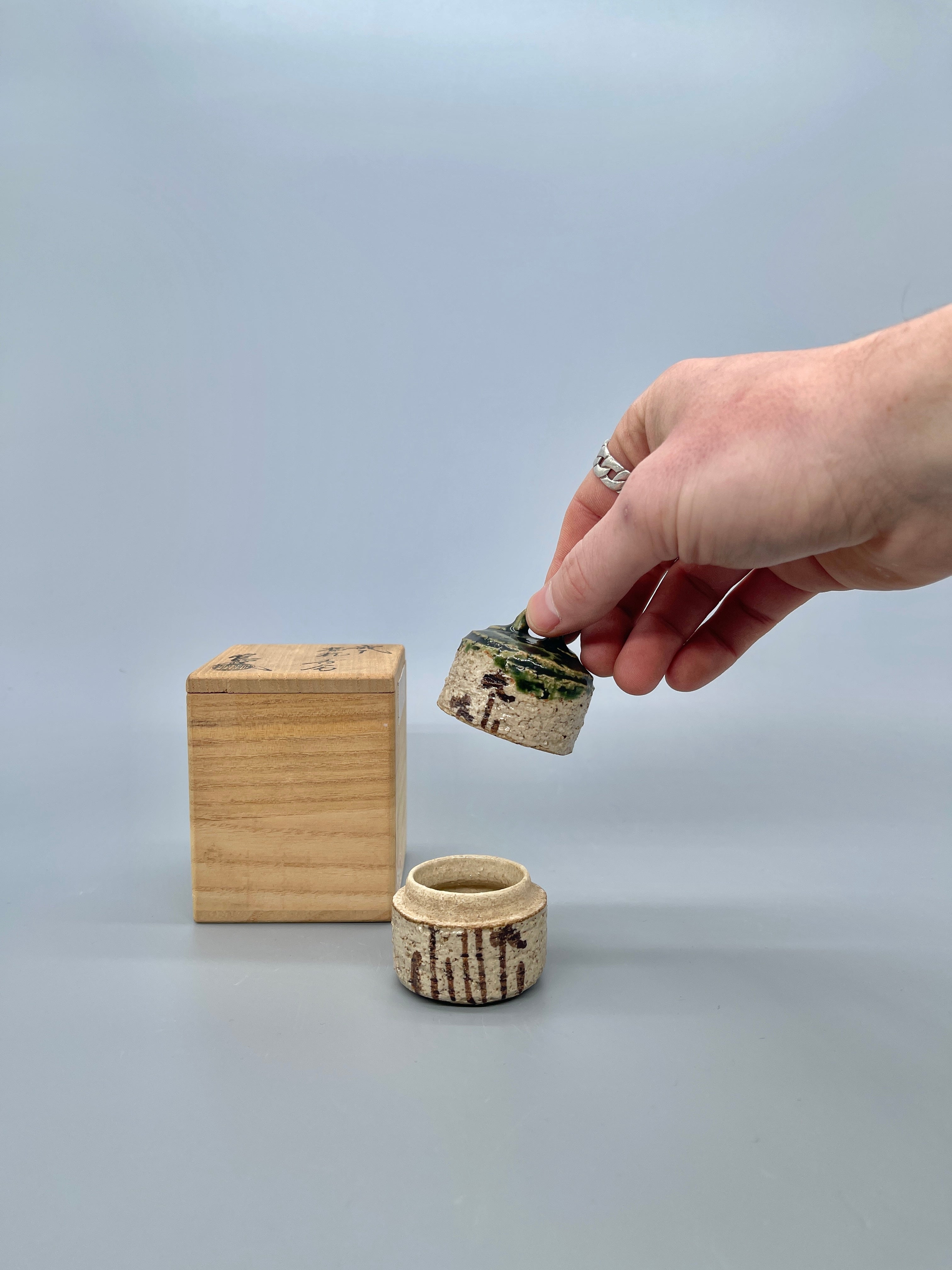 Vintage Japanese Oribe Kogo, Incense Container