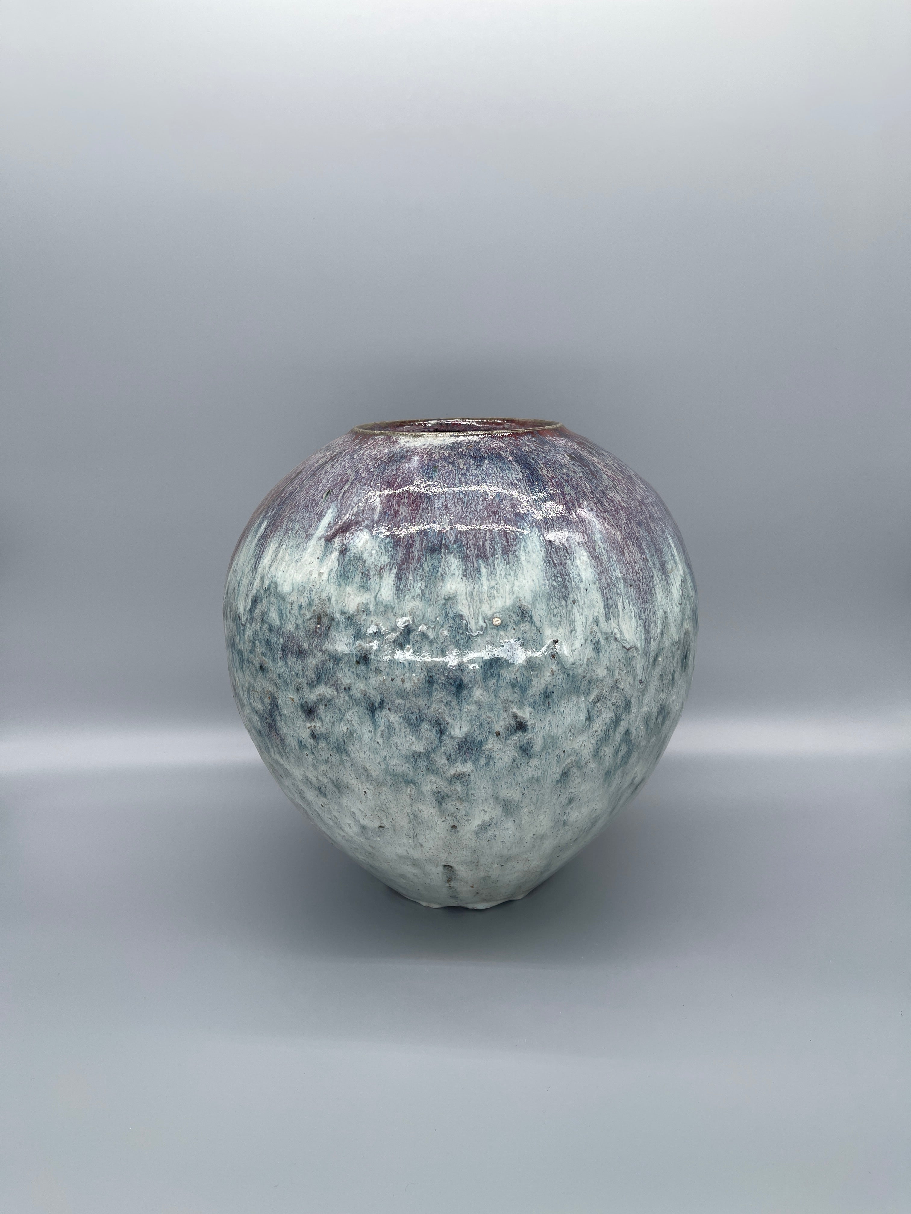 Large Vintage Japanese Ikebana Vase - Blue & Purple Glaze