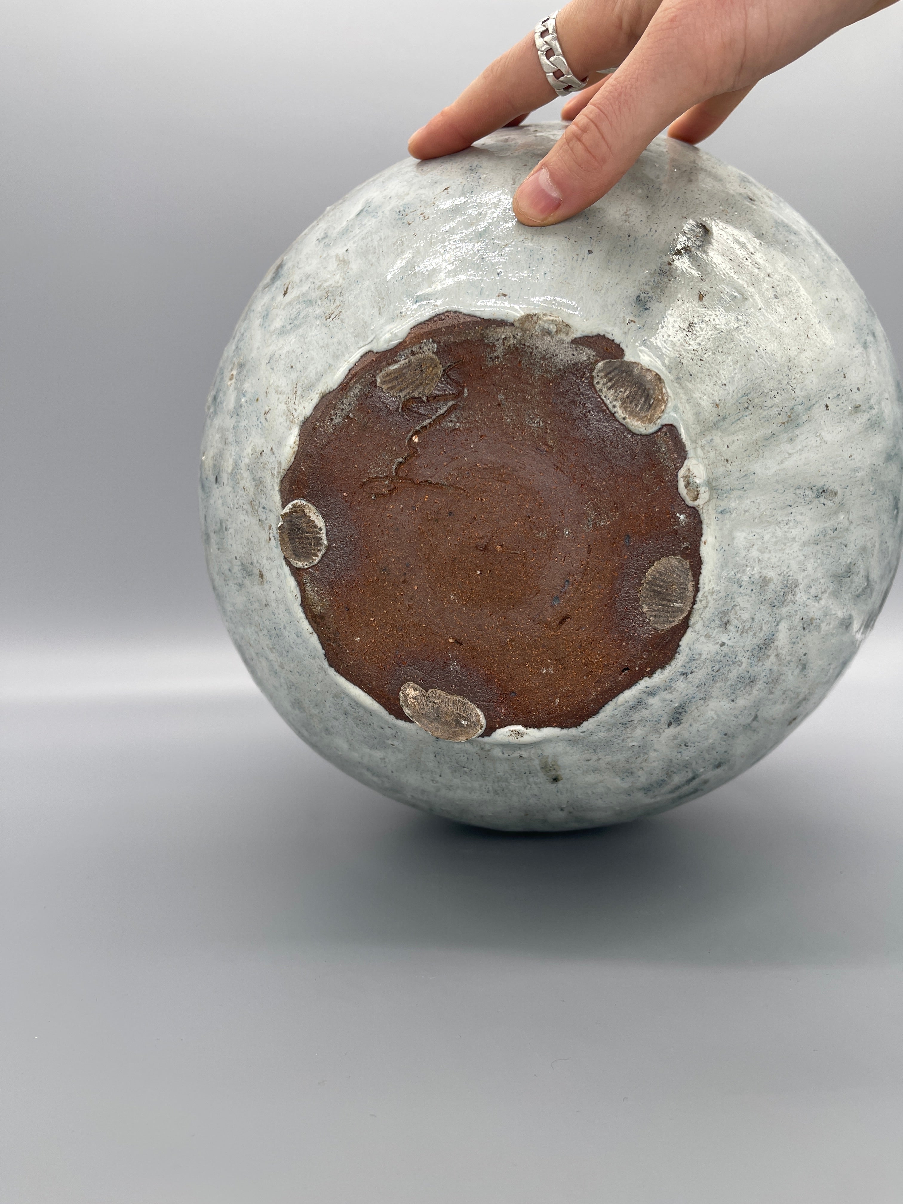 Large Vintage Japanese Ikebana Vase - Blue & Purple Glaze