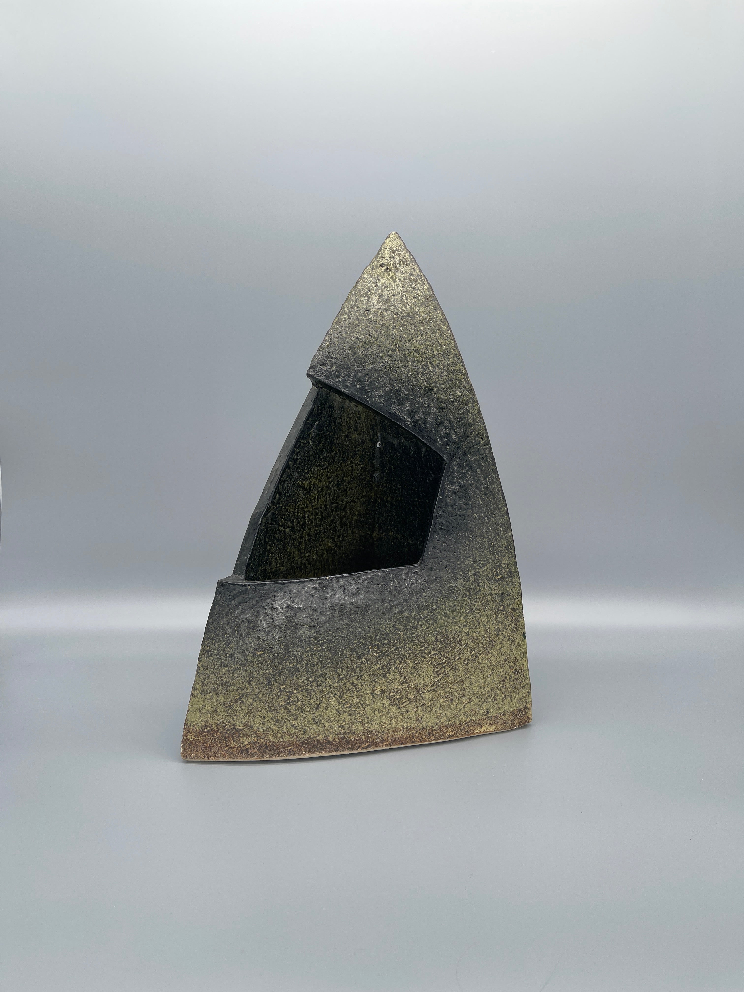 Large Vintage Japanese Ikebana Vase - Striking Triangular Shape