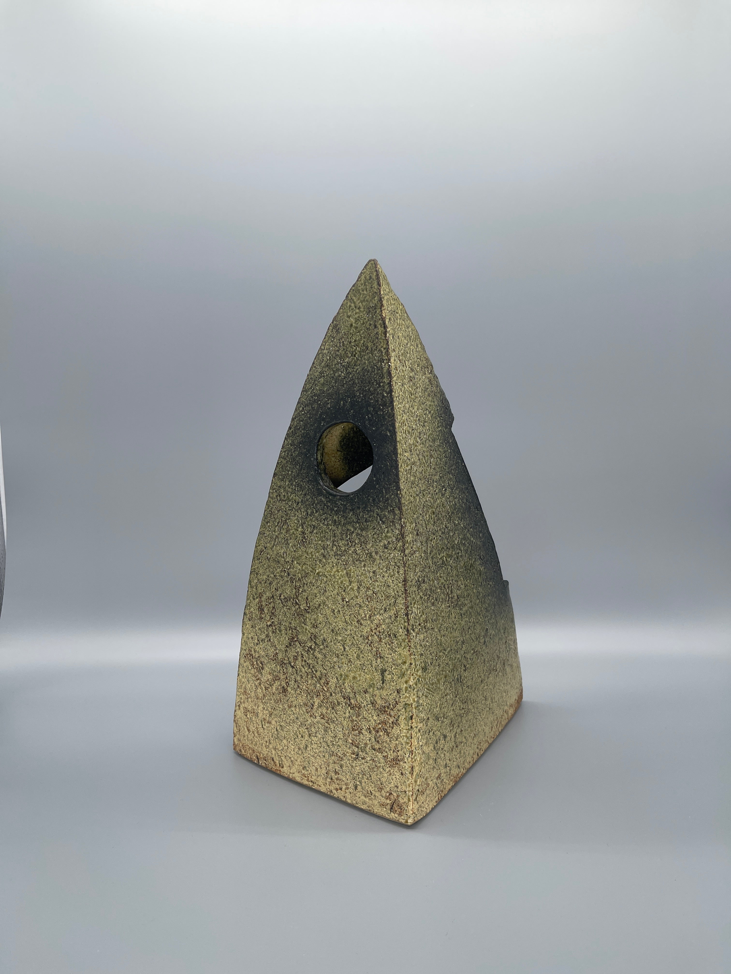 Large Vintage Japanese Ikebana Vase - Striking Triangular Shape
