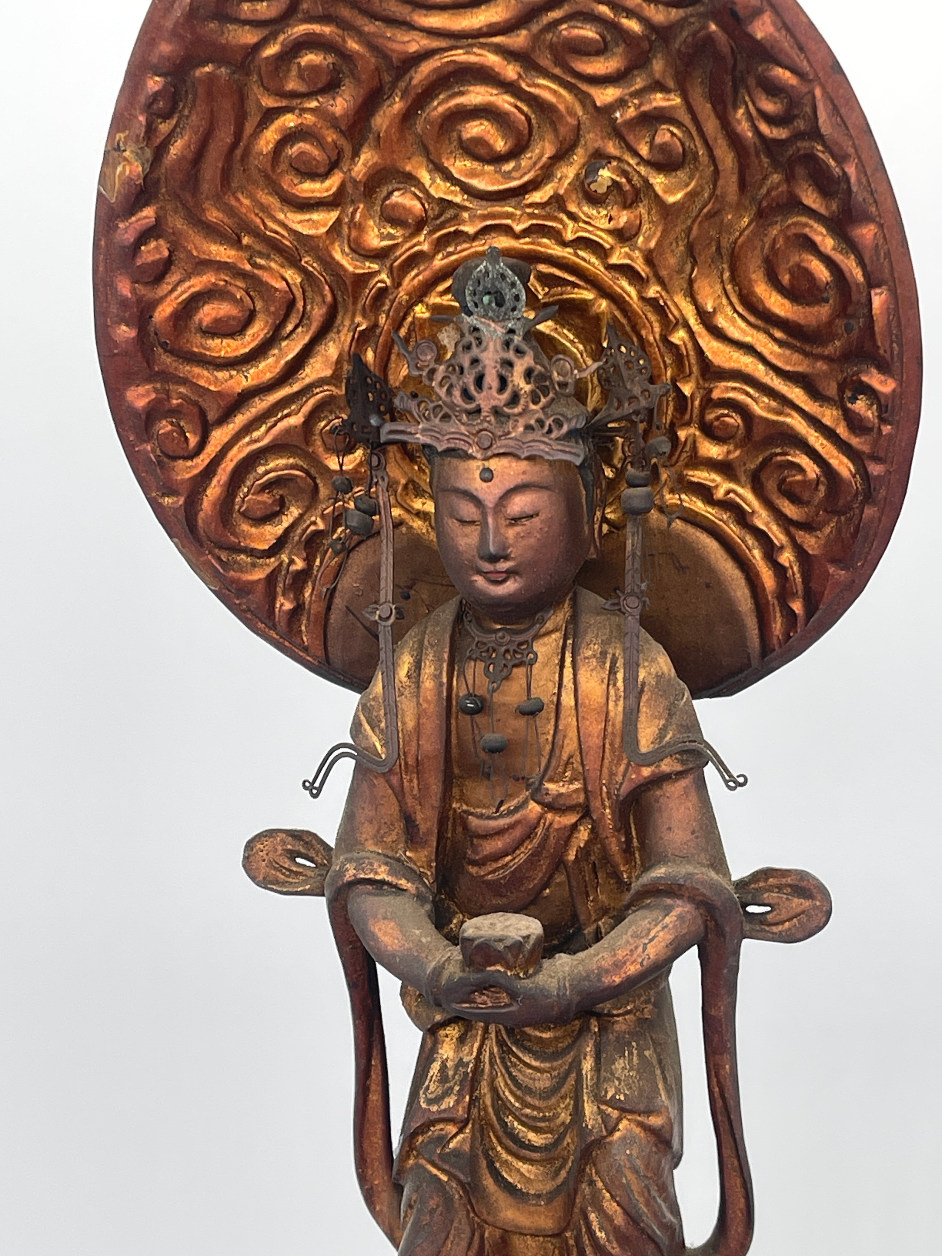 Antique Japanese Kannon-Bosatsu Carved Statue
