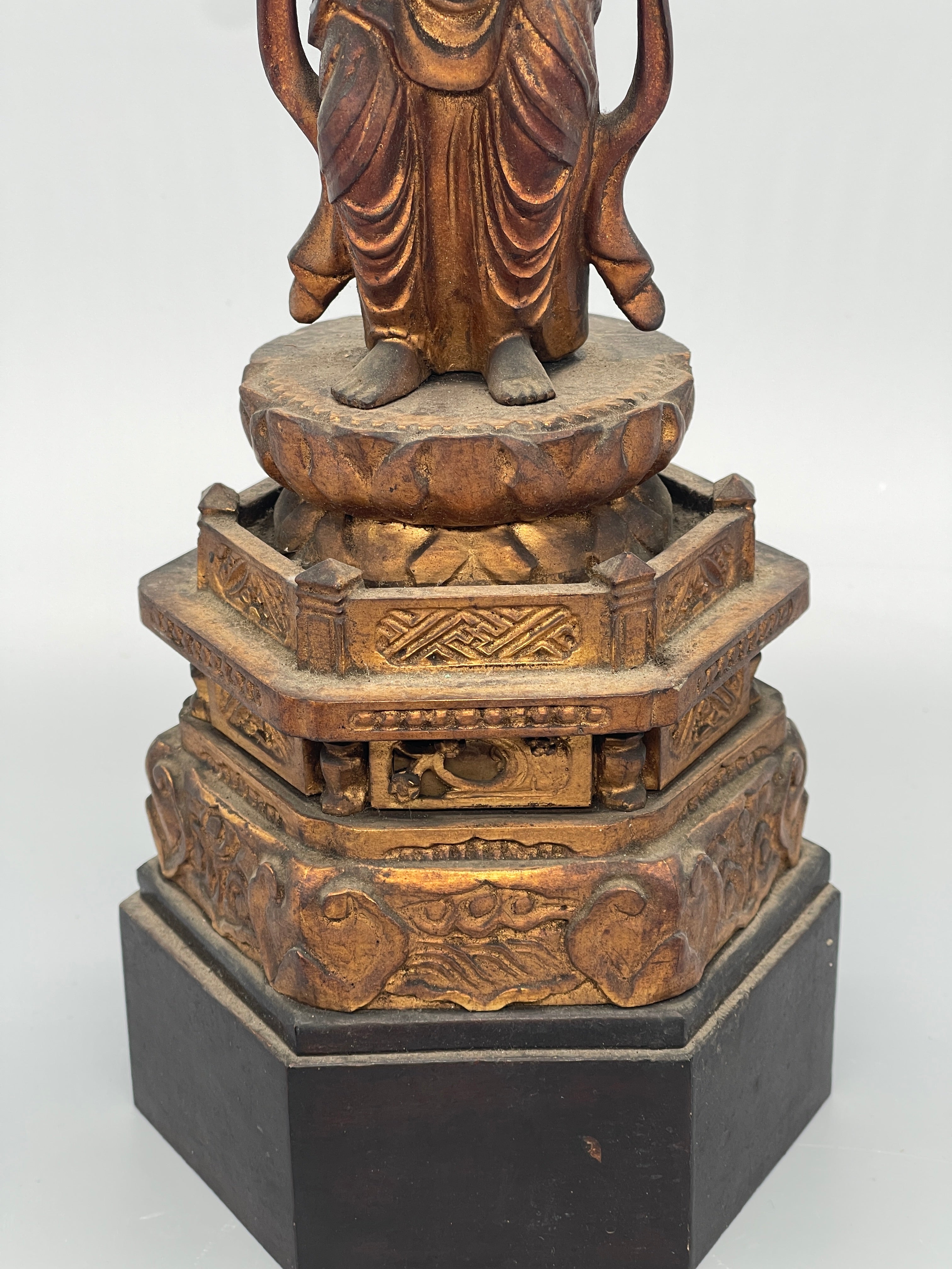 Antique Japanese Kannon-Bosatsu Carved Statue