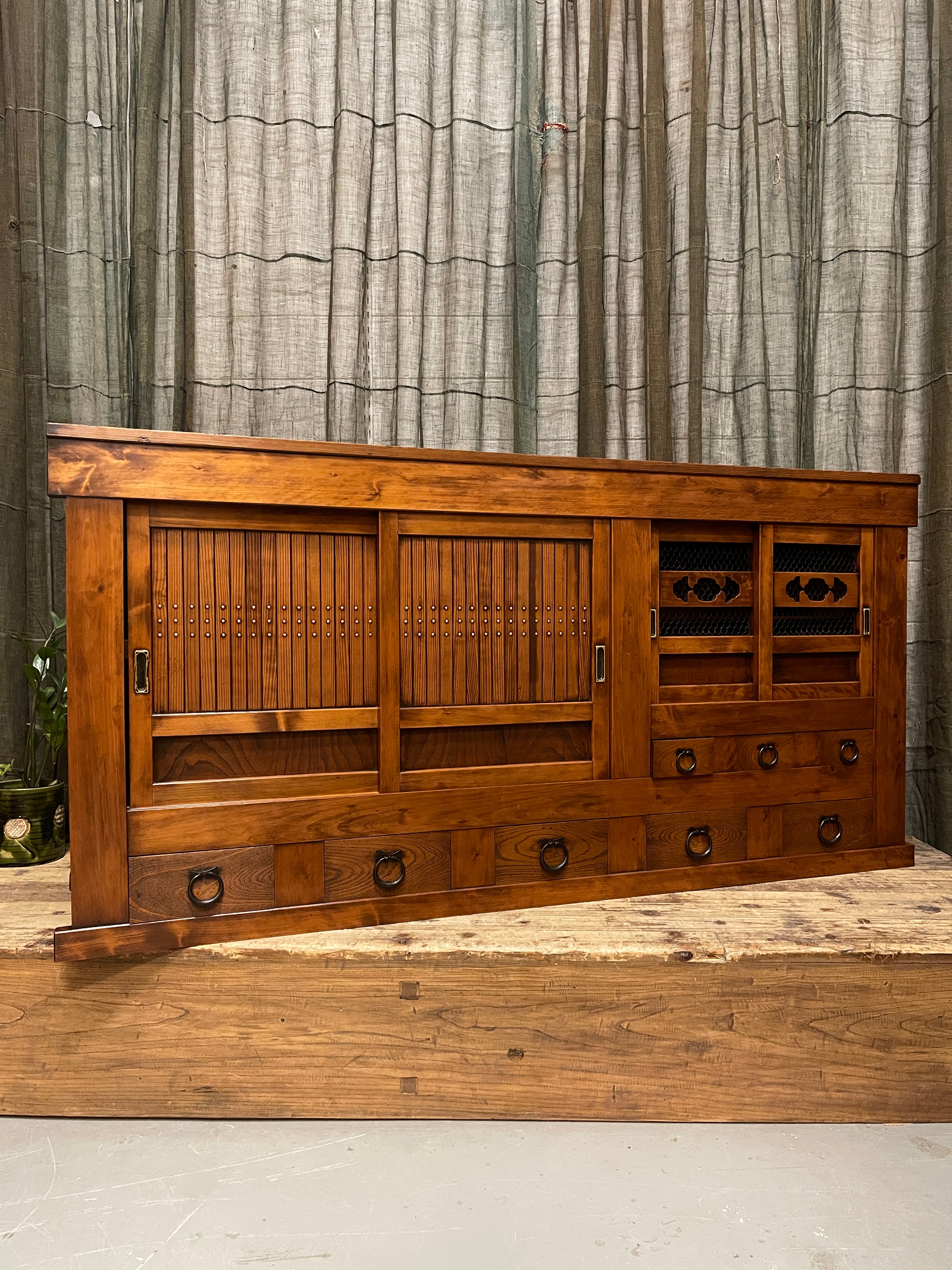 Antique Japanese Sideboard from Kyoto - Cedar, Cypress & Elm | Meiji