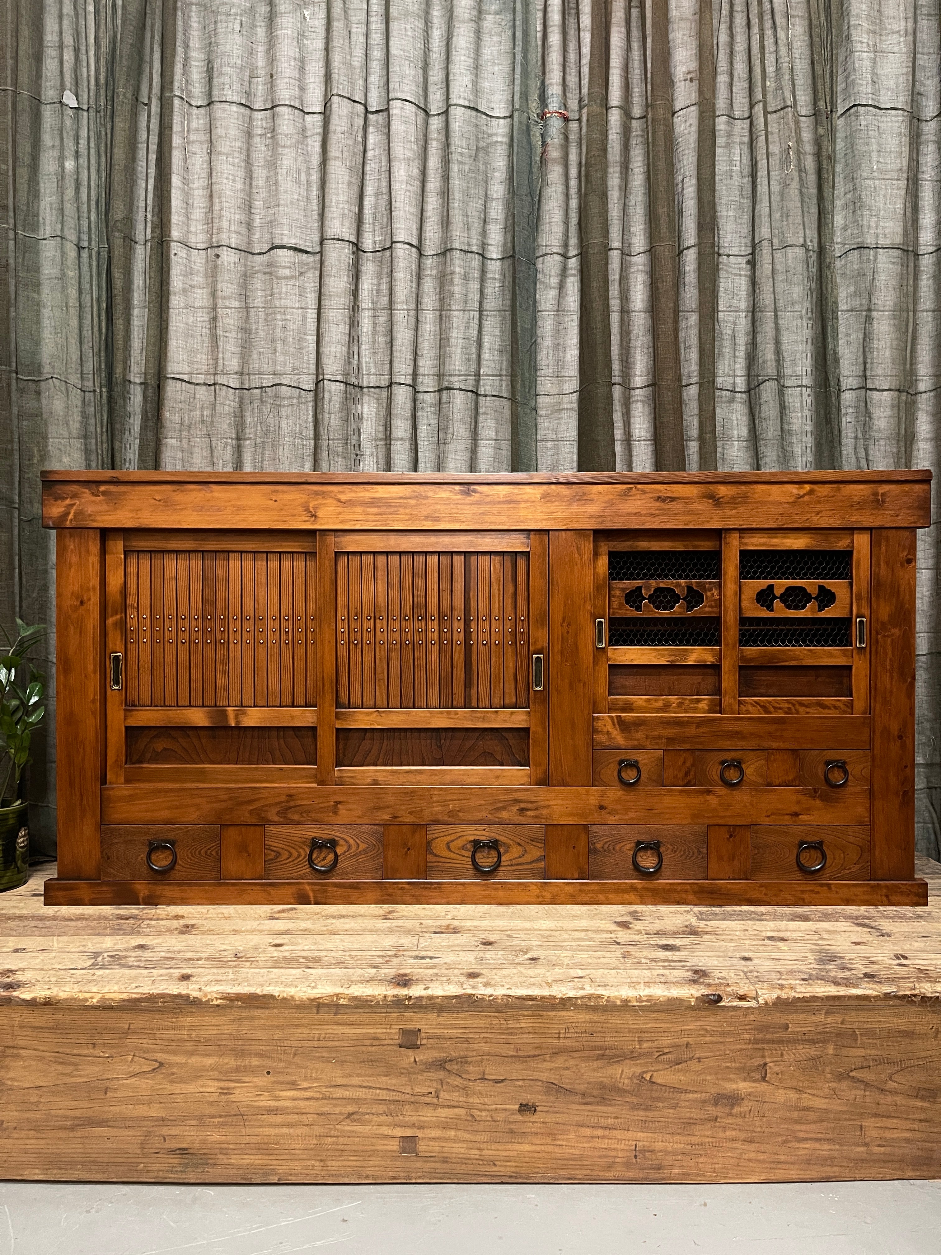 Antique Japanese Sideboard from Kyoto - Cedar, Cypress & Elm | Meiji