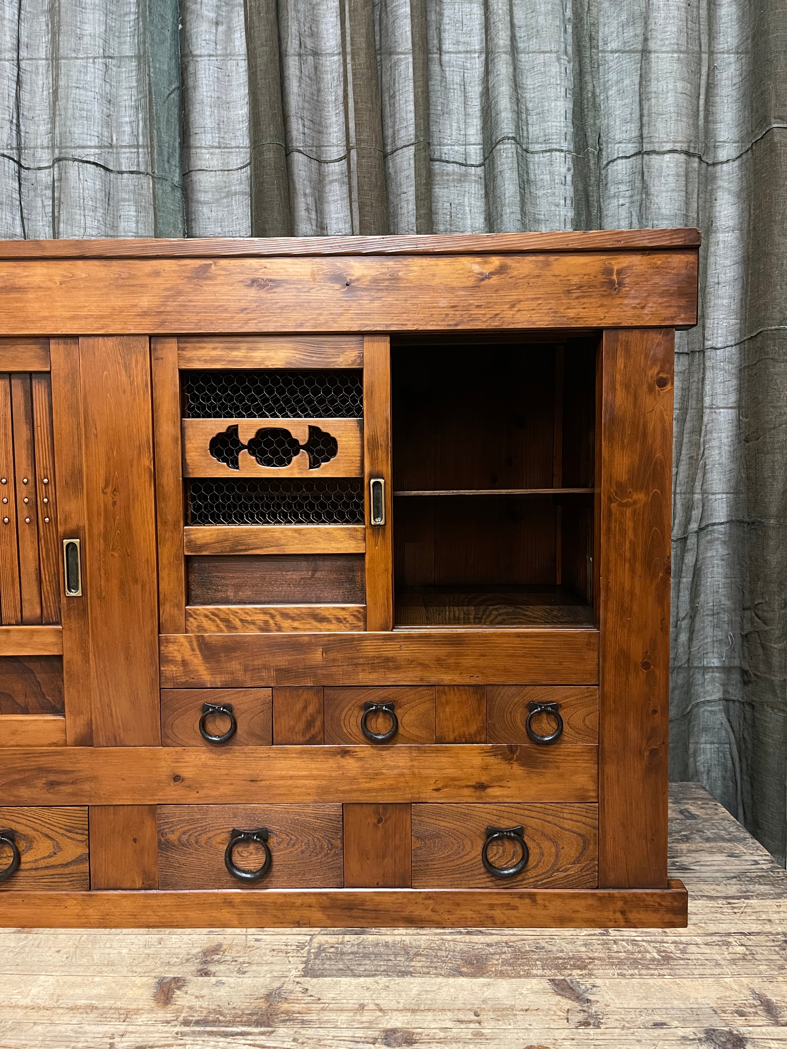 Antique Japanese Sideboard from Kyoto - Cedar, Cypress & Elm | Meiji