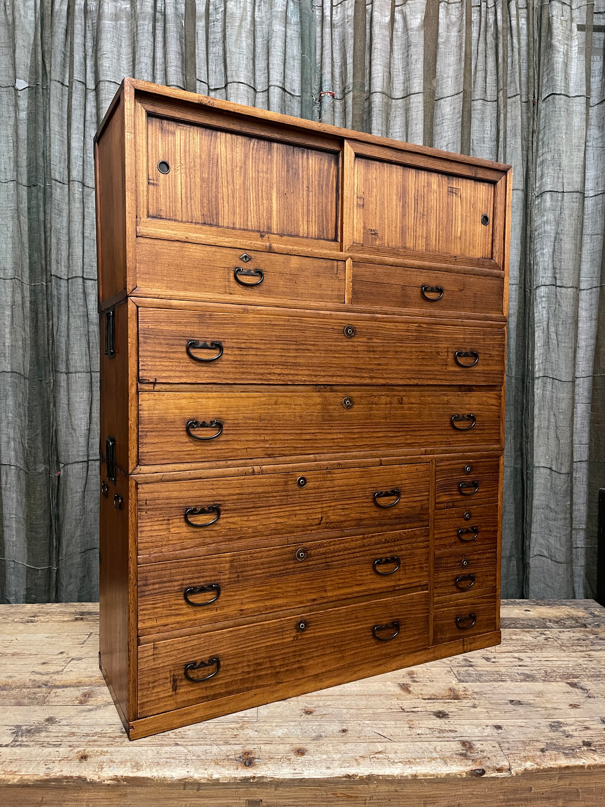 Vintage Japanese Three-Piece Kimono Chest of Drawers - Paulownia & Cedar| Showa