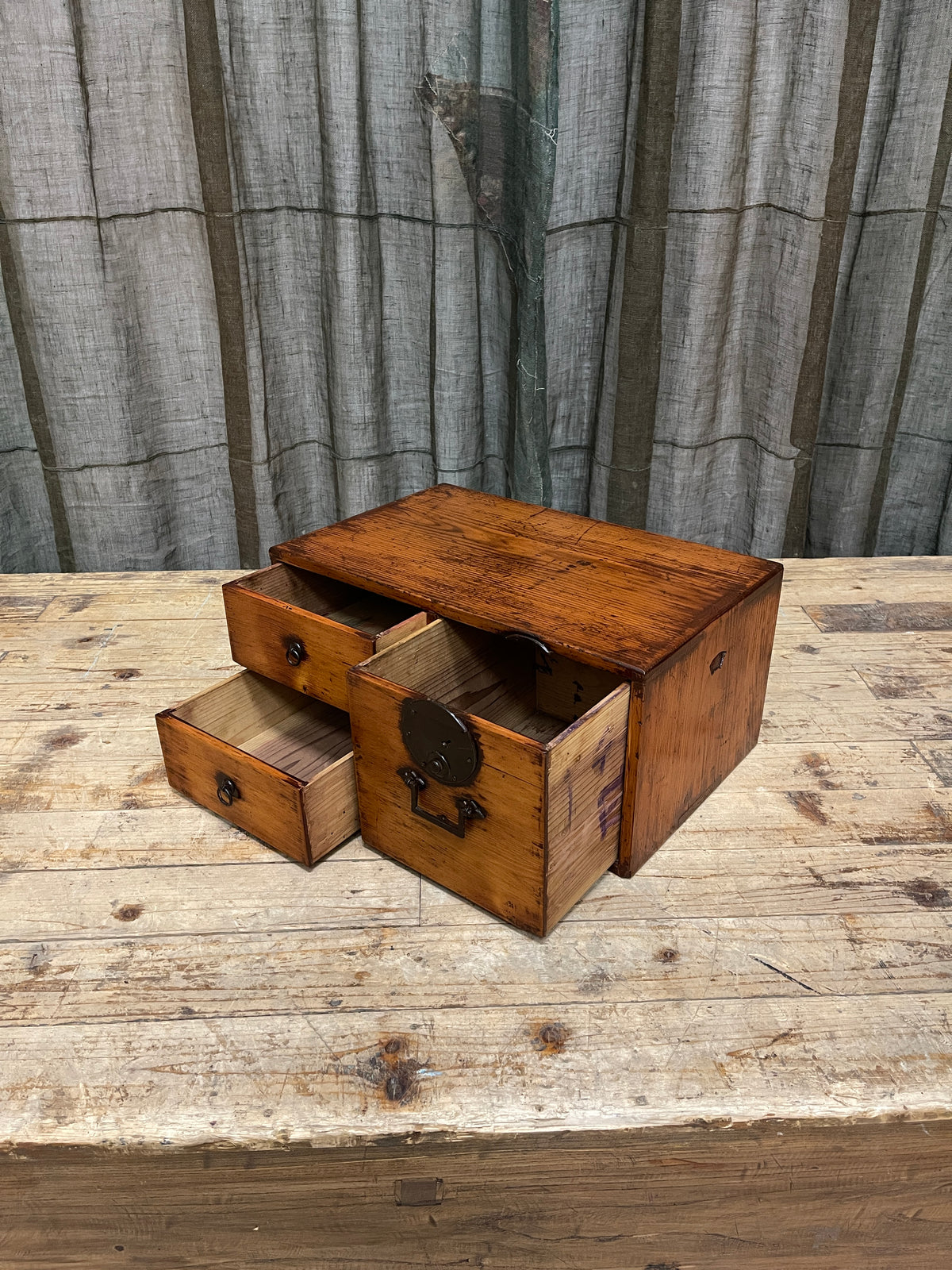Japanese 3 Drawer Document Box - Cypress| C.1860