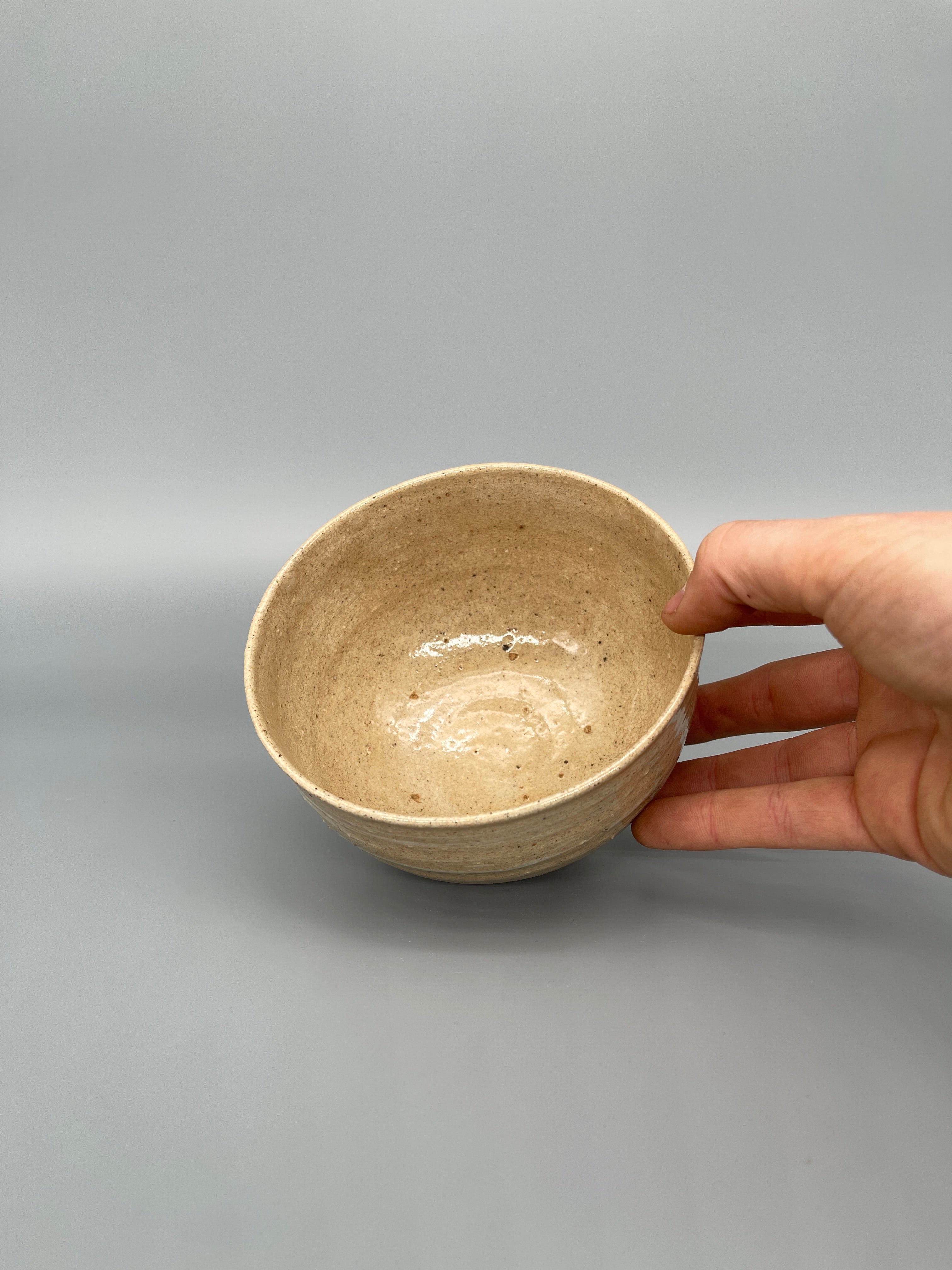 Vintage Japanese Matcha Bowl, Chawan - Brown & White Glaze