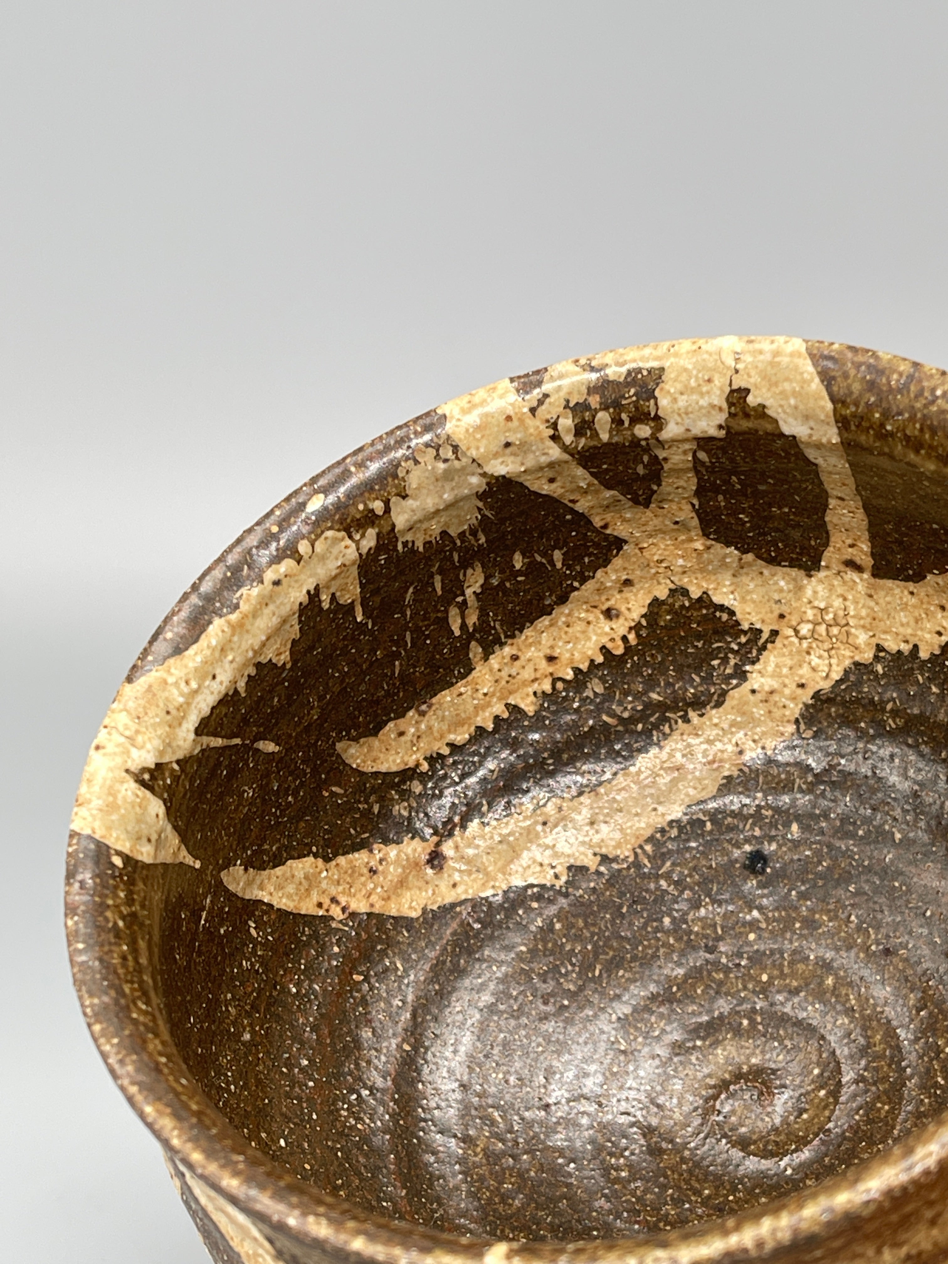 Vintage Japanese Matcha Bowl, Chawan - Brown & White Glaze