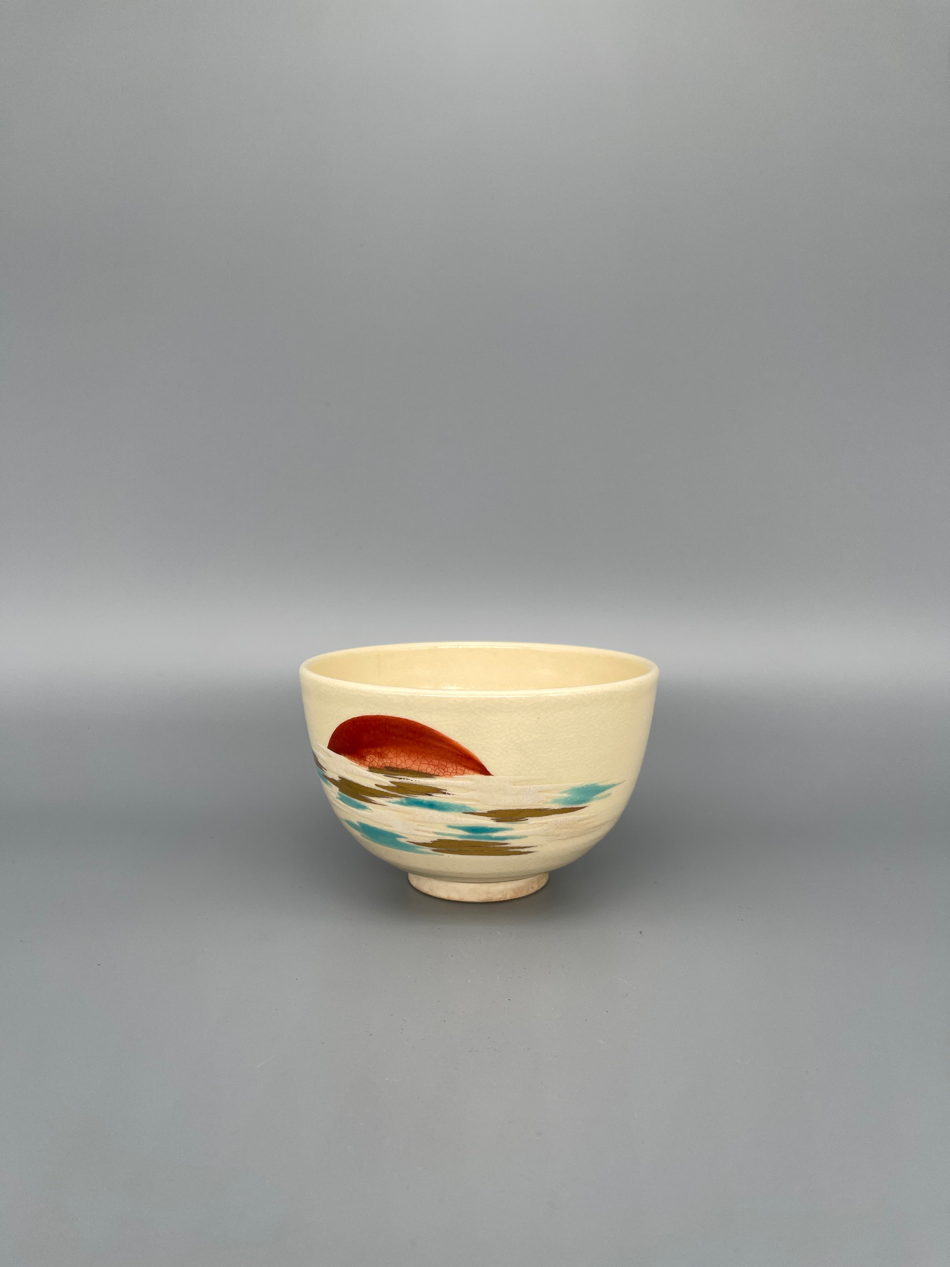 Vintage Japanese Matcha Bowl, Chawan - Sunset Motif