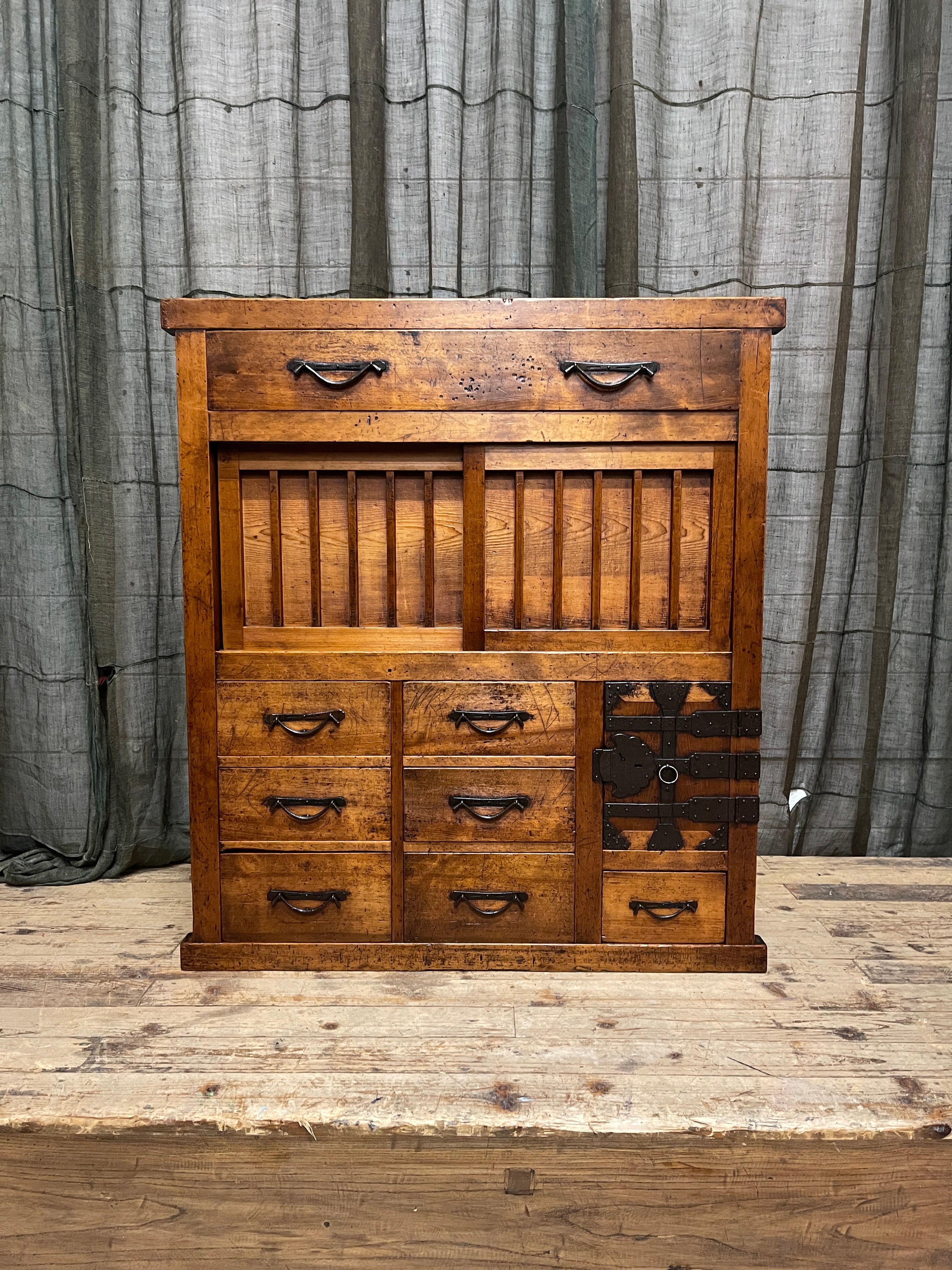 Antique Japanese Choba Dansu, Merchant's Chest - Cypress & Cedar | Meiji