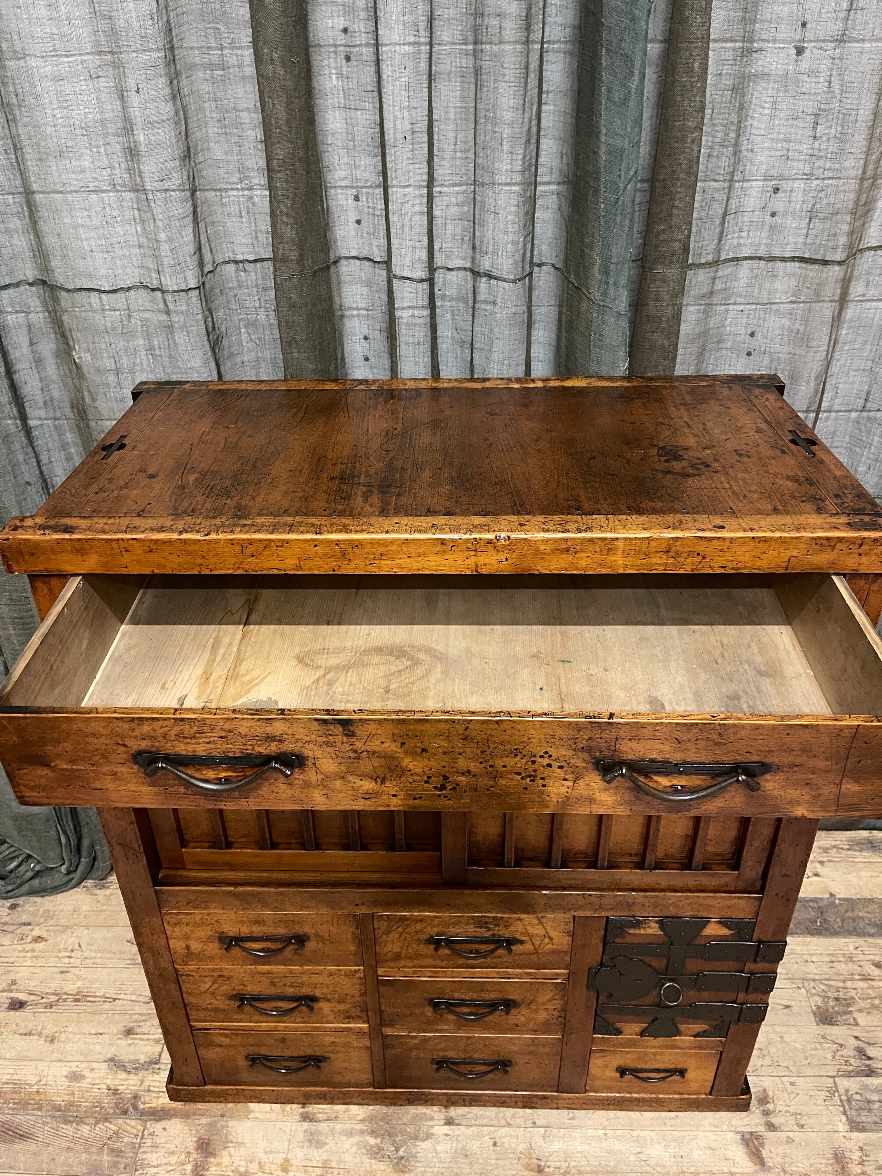 Antique Japanese Choba Dansu, Merchant's Chest - Cypress & Cedar | Meiji