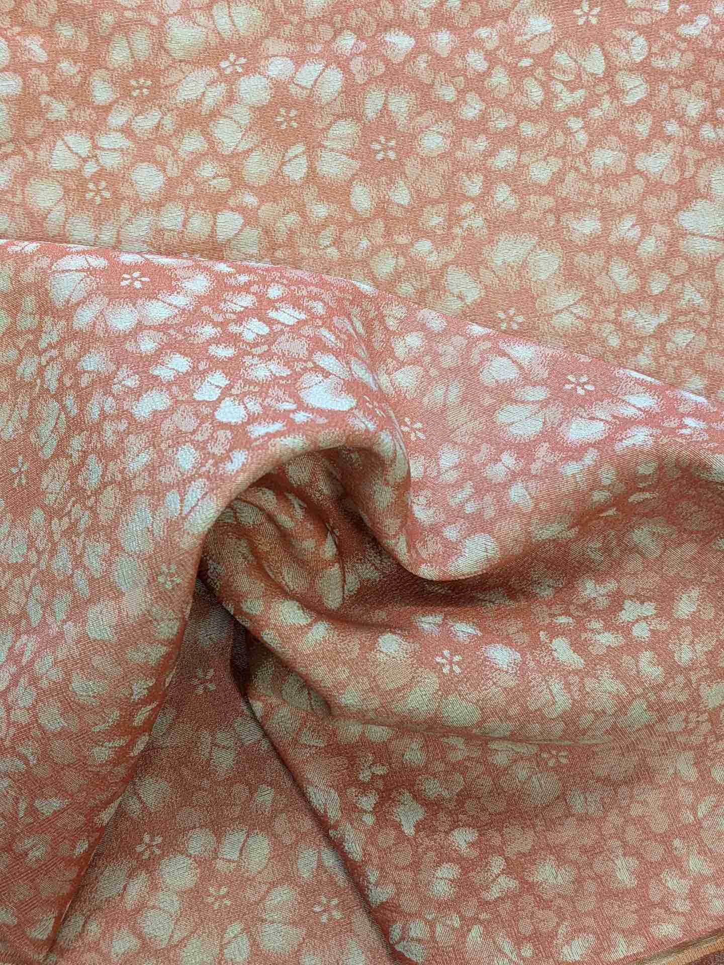 Japanese Silk Fabric, Pink with White Blossoms