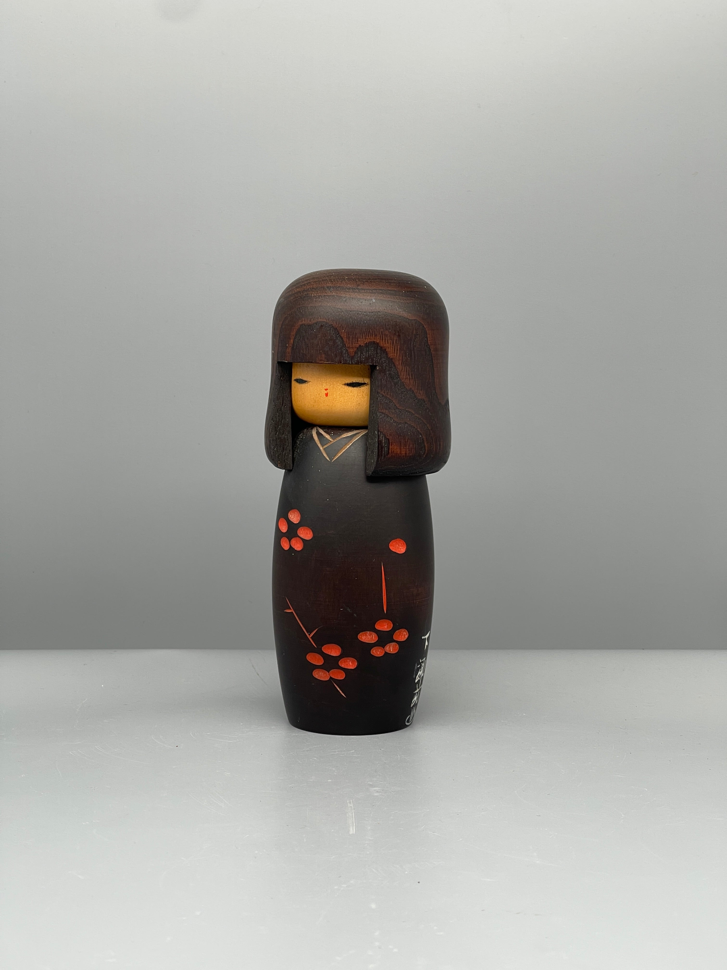 Vintage Japanese Sosaku Kokeshi Doll, Plum Blossom Motif