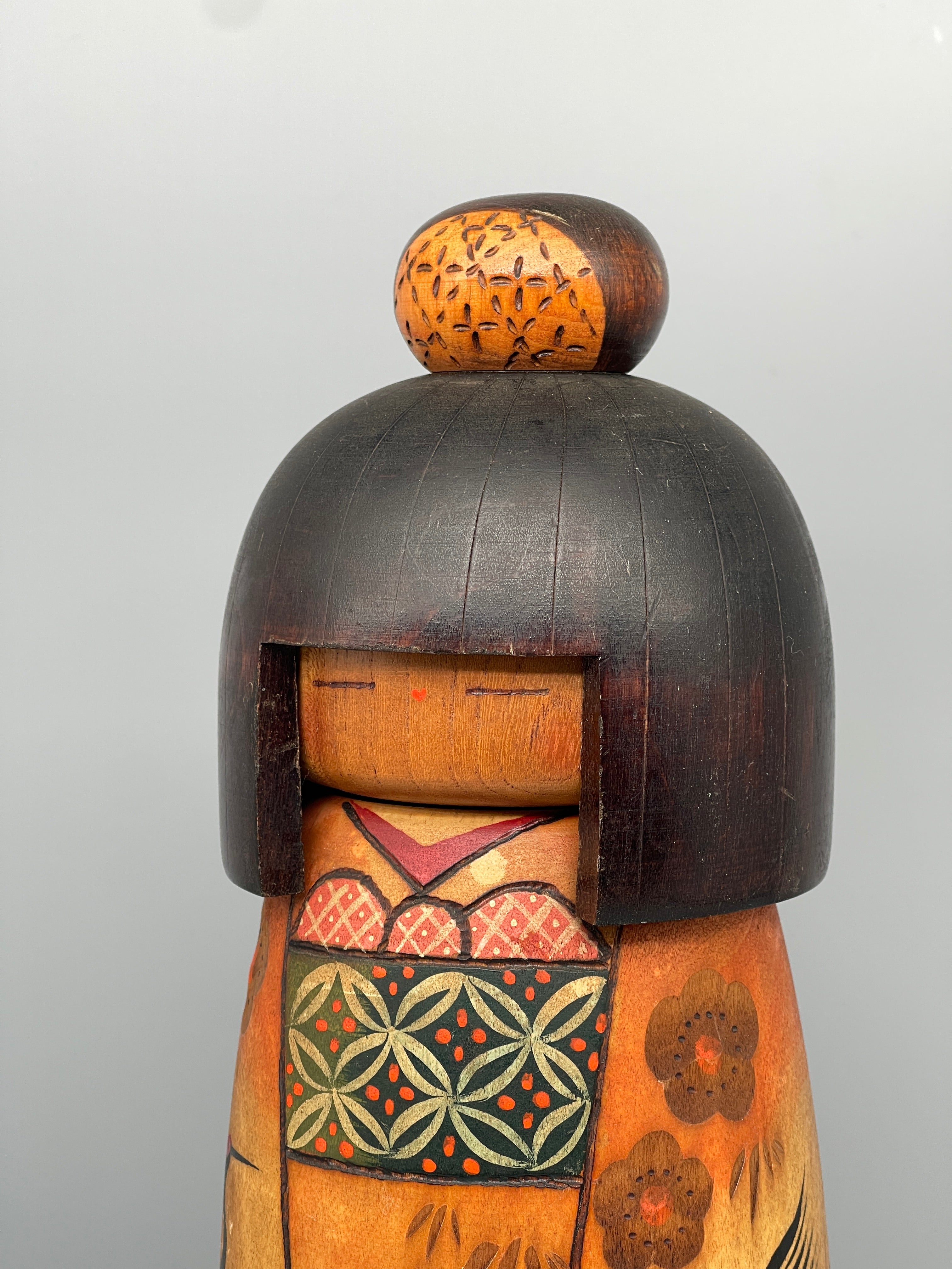 Vintage Japanese Sosaku Kokeshi Doll, Crane Motif