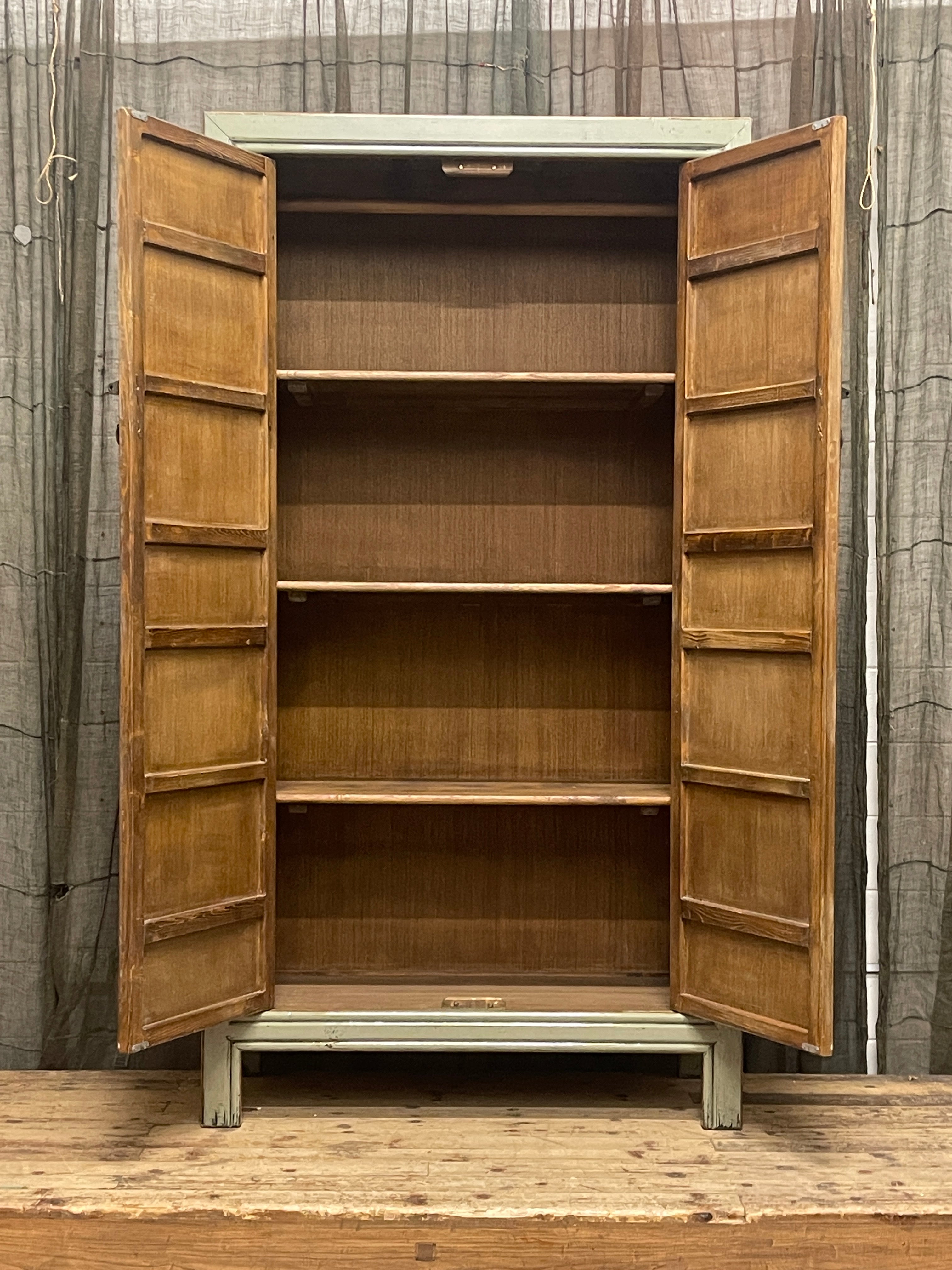 Chinese Green Lacquered Storage Cabinet