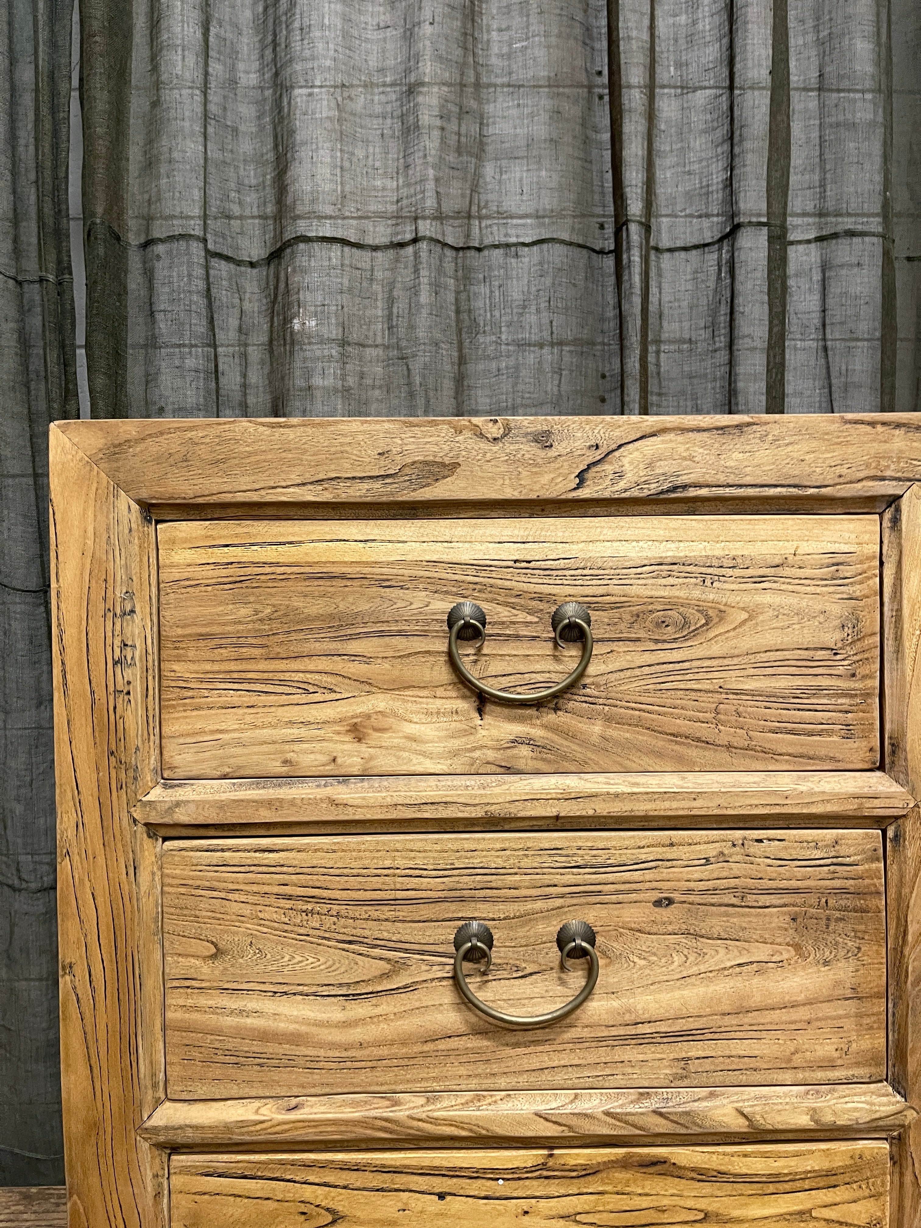 Chinese Elm Wood 6-Drawer Cabinet