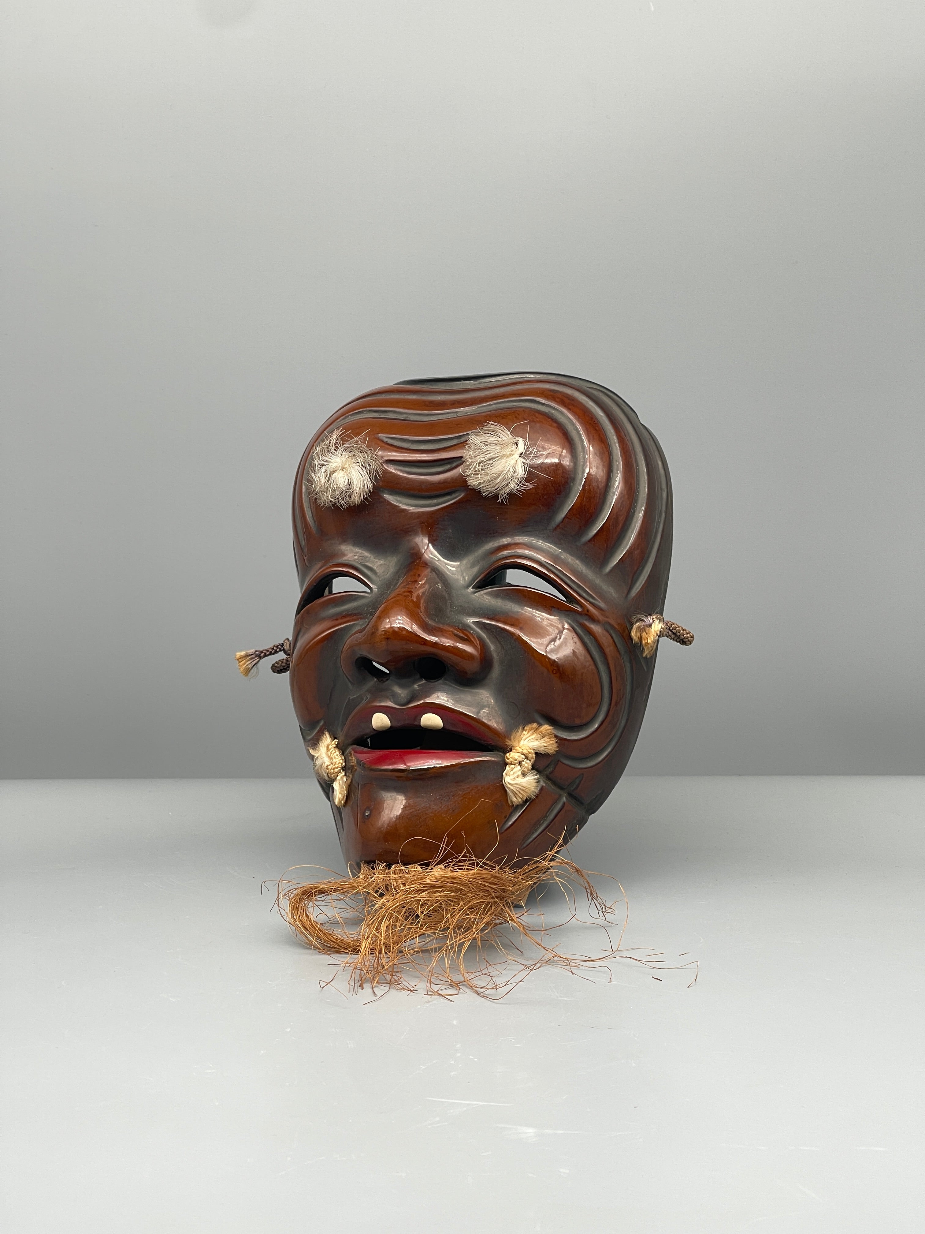 Vintage Japanese Noh mask, Okina, front view