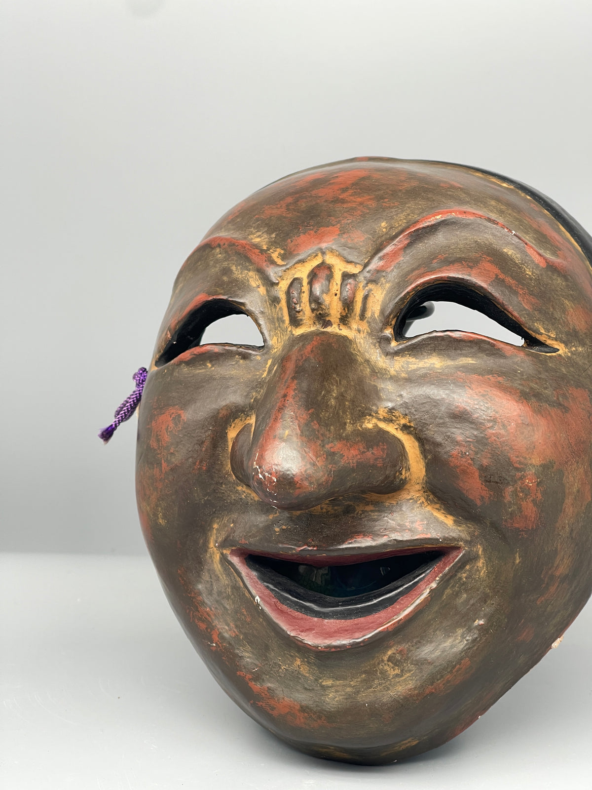 Vintage Japanese Bugaku mask, Jikyū, detail