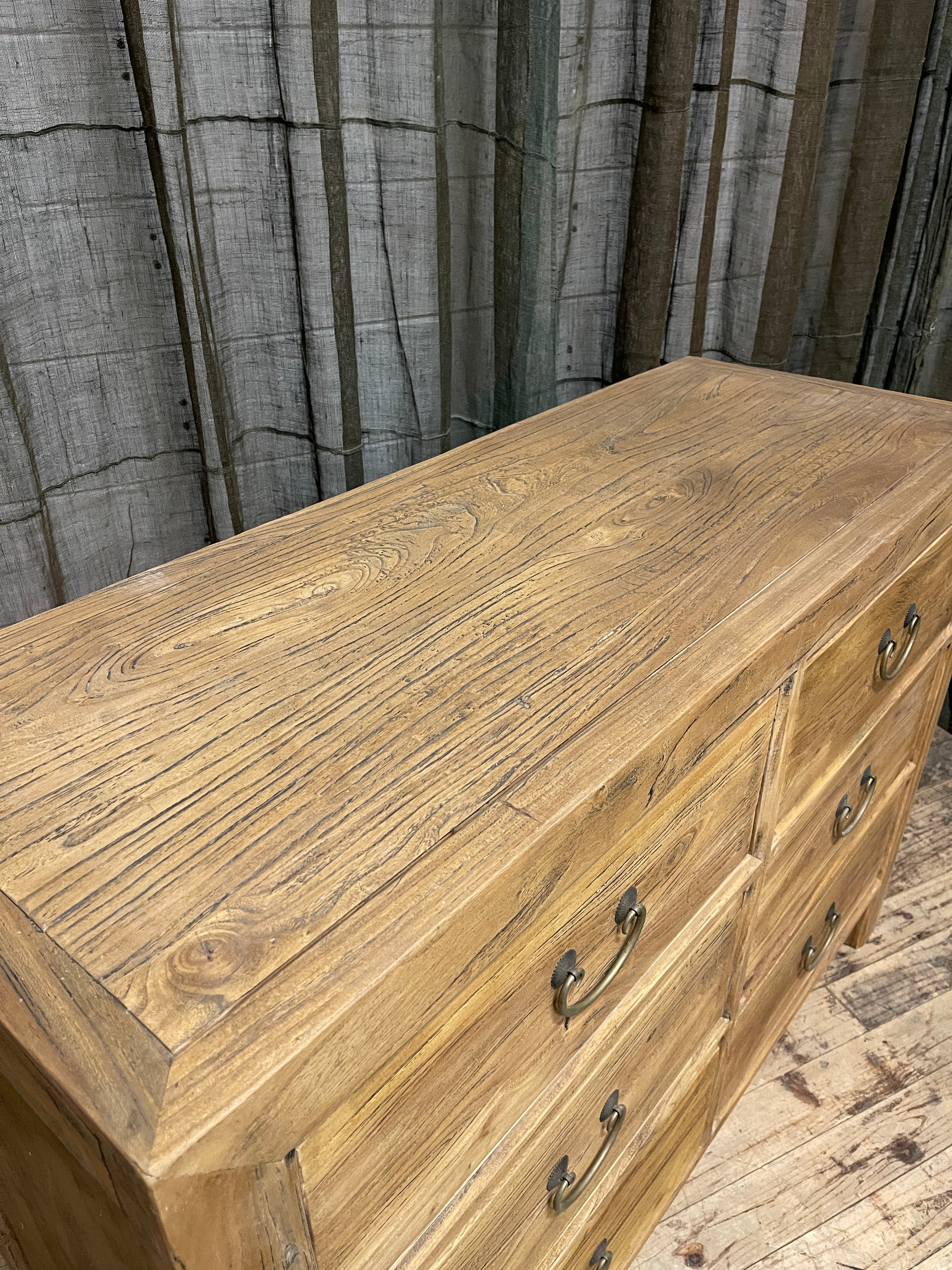 Chinese Elm Wood 6-Drawer Cabinet