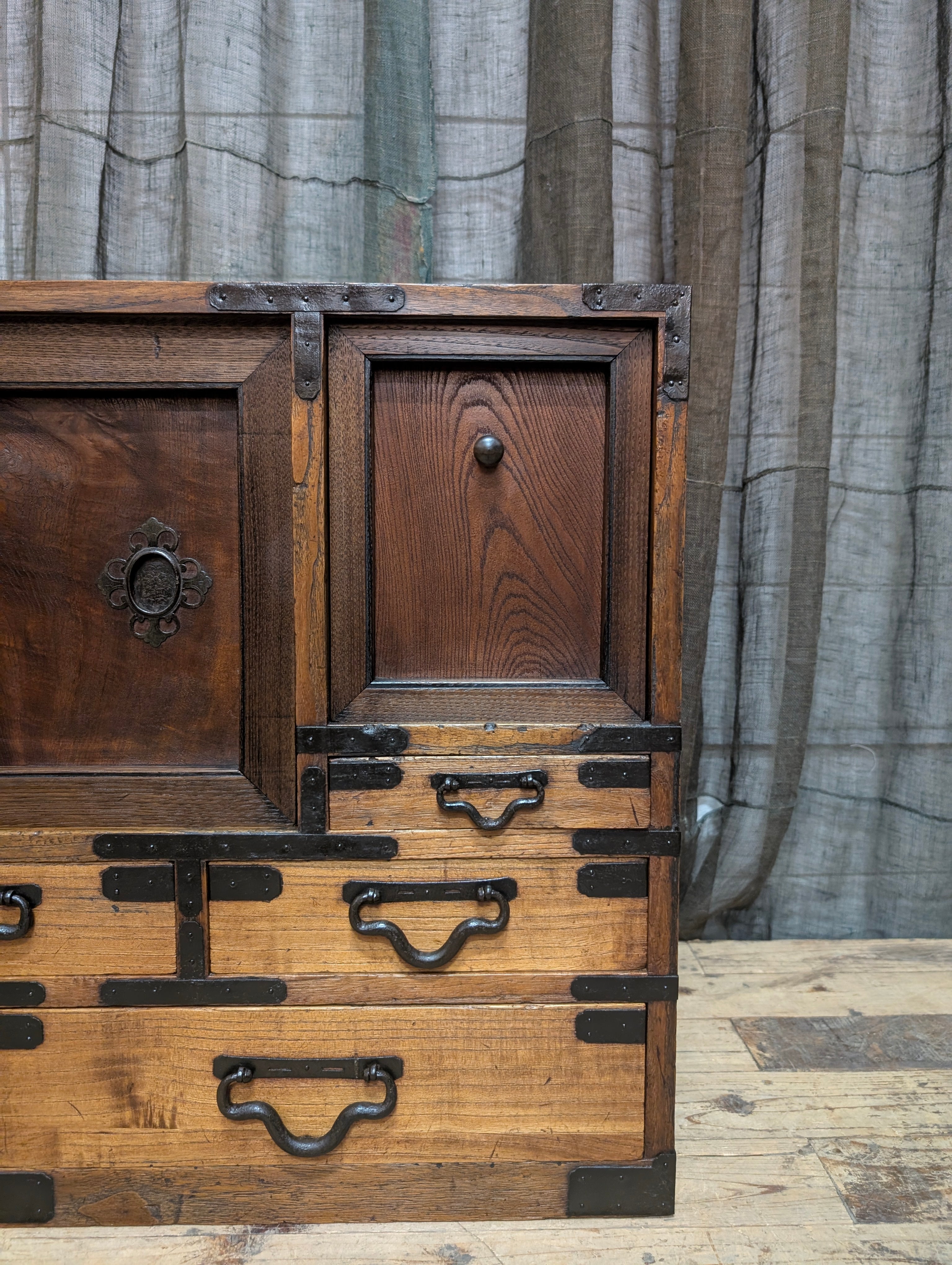 Antique Japanese Low Cabinet from Kyoto - Paulownia & Elm | Meiji