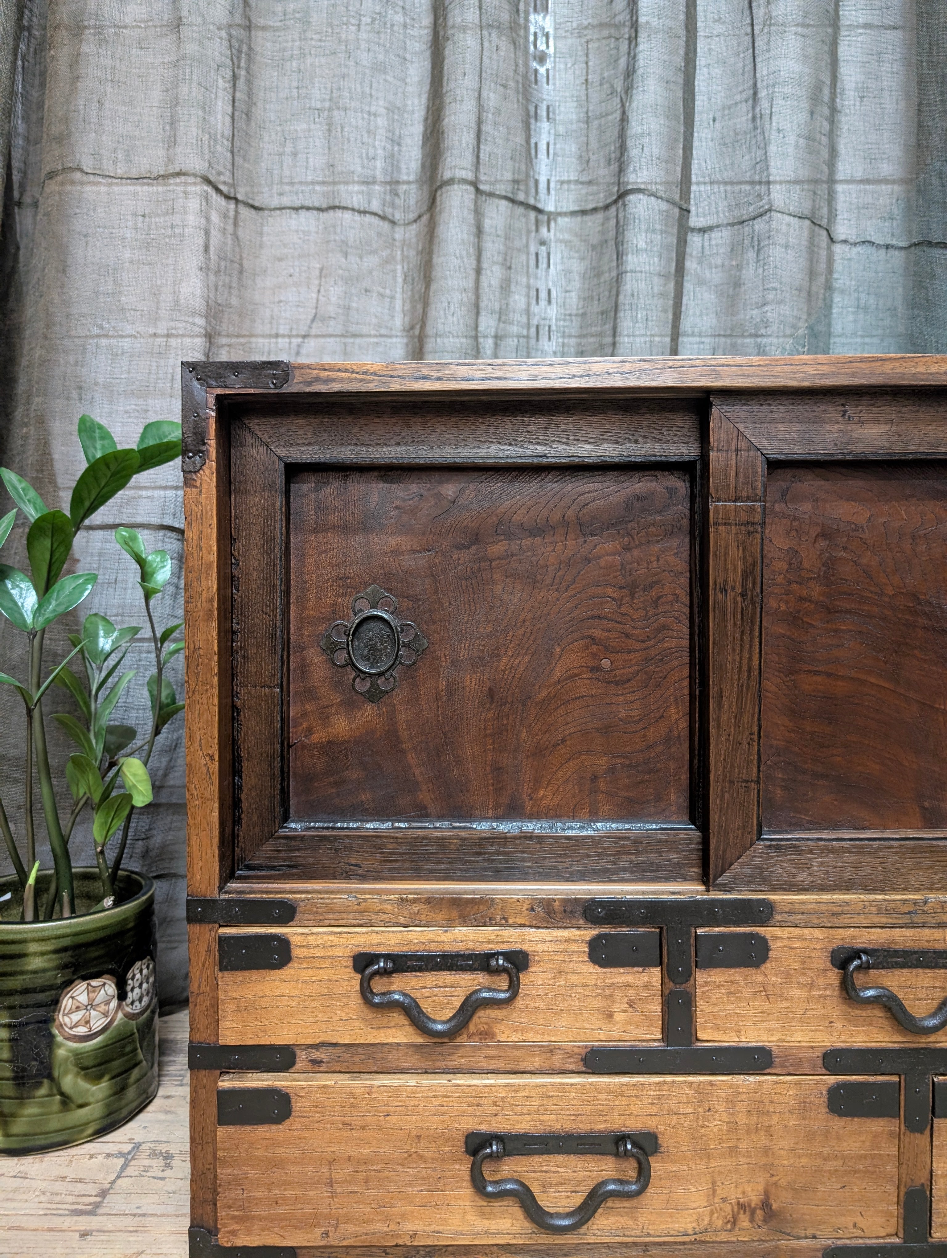 Antique Japanese Low Cabinet from Kyoto - Paulownia & Elm | Meiji