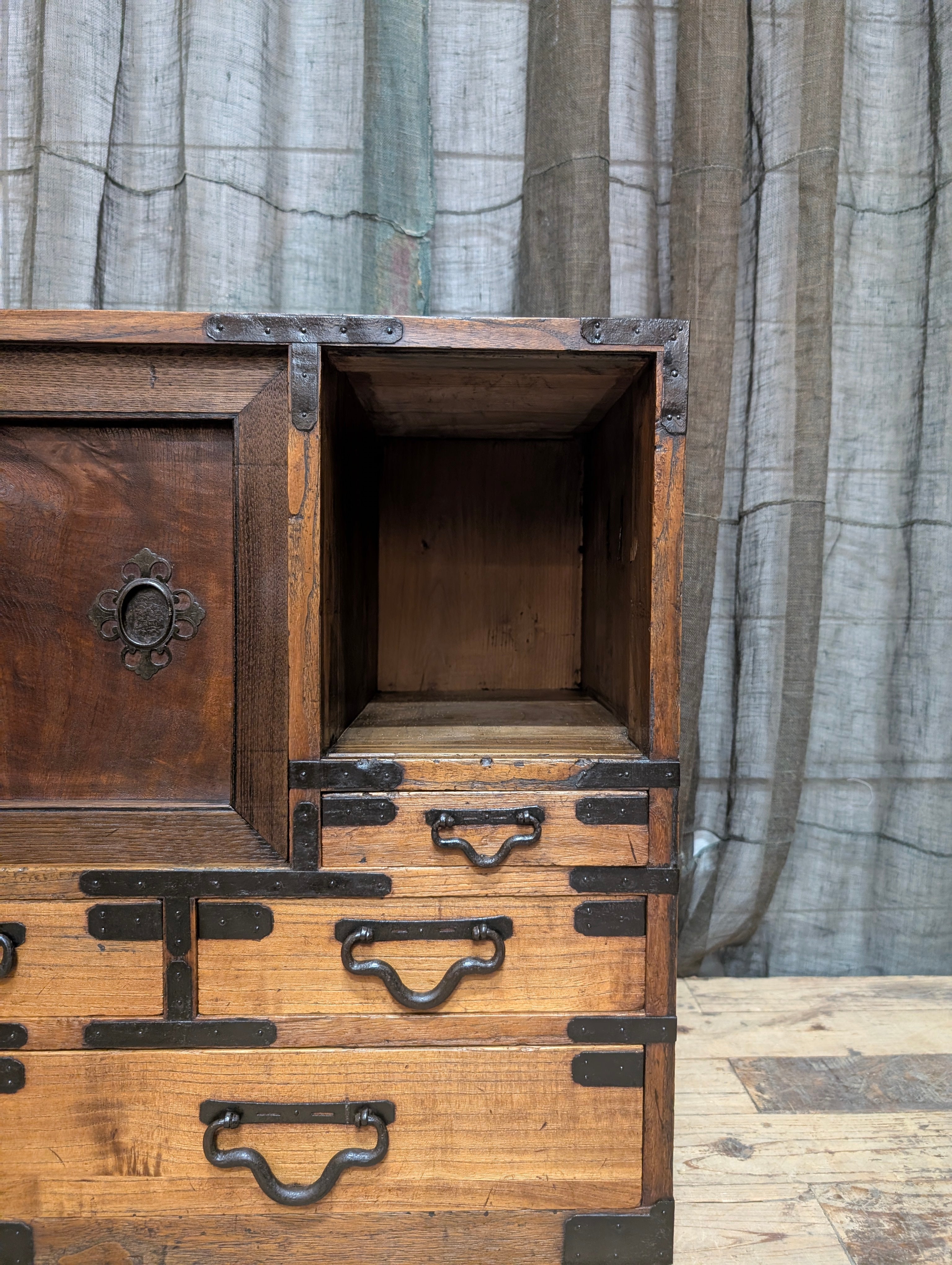 Antique Japanese Low Cabinet from Kyoto - Paulownia & Elm | Meiji