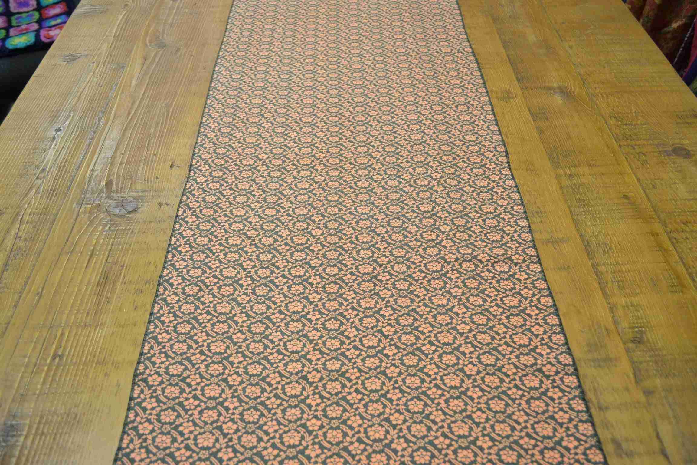 Japanes Silk Green with Orange Florals