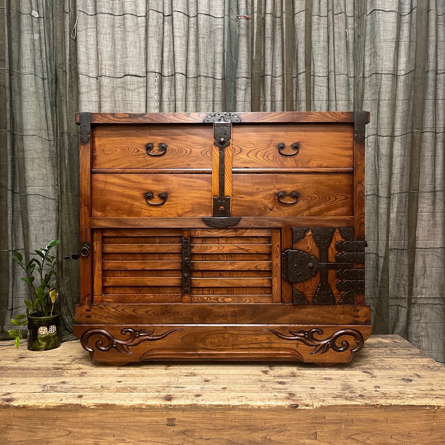 Karuma Dansu, Antique Japanese Wheeled Storage Cabinet - Elm | Edo, Mid 1800's