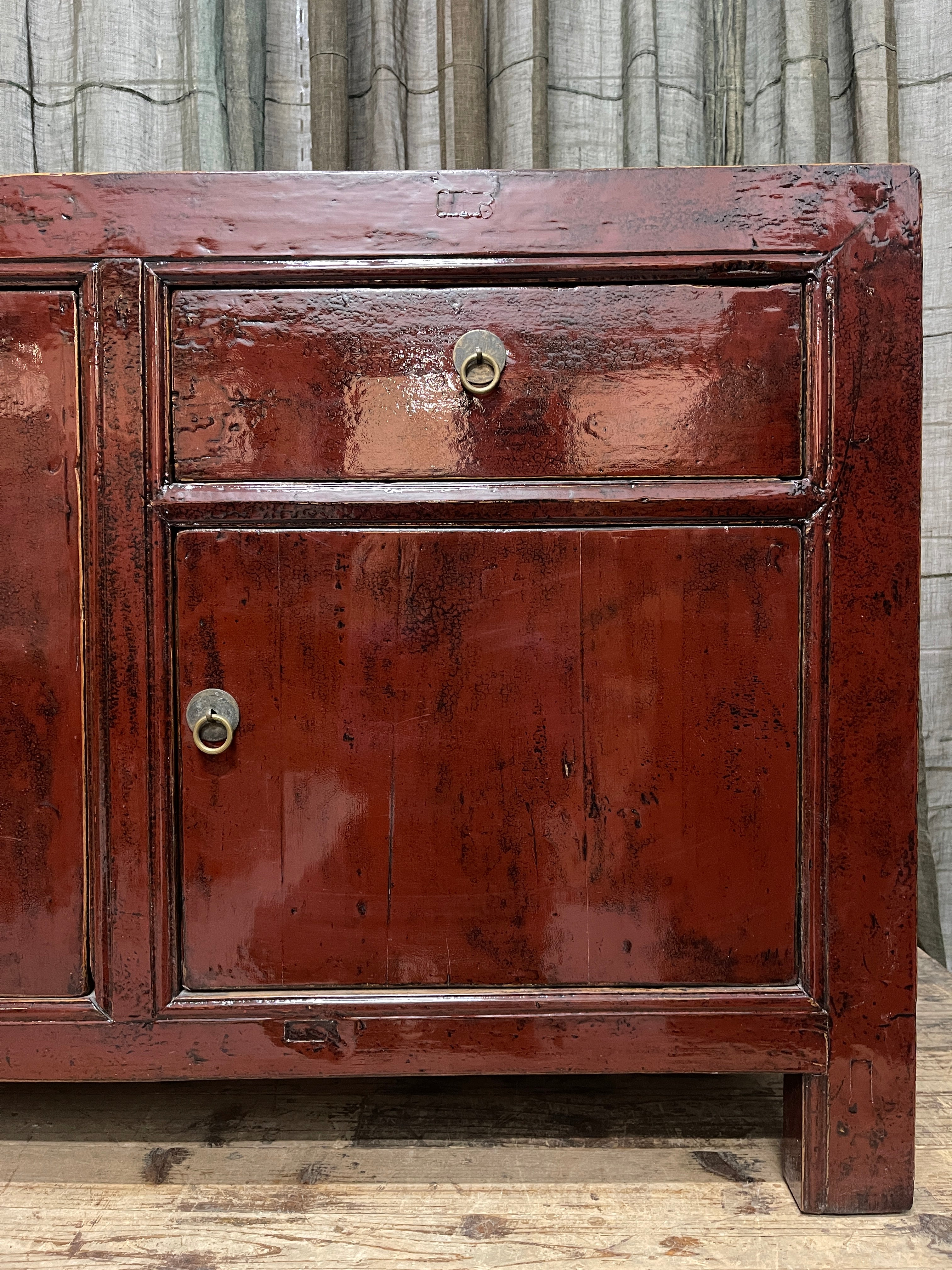 Antique Chinese Red Lacquered Sideboard - Early 20th Century