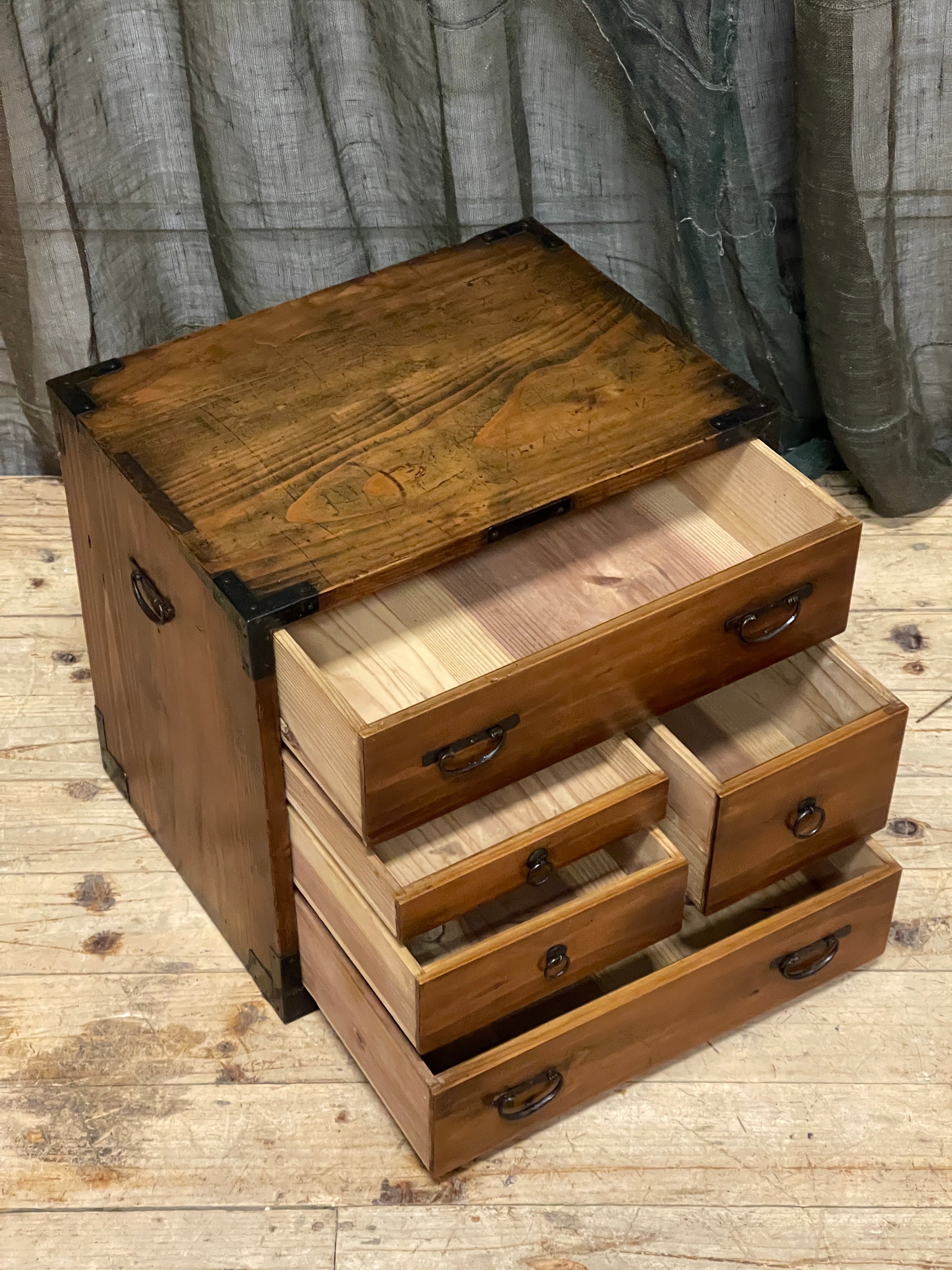 Ko Dansu, Japanese Side Cabinet - Cypress | Taisho, 1920's