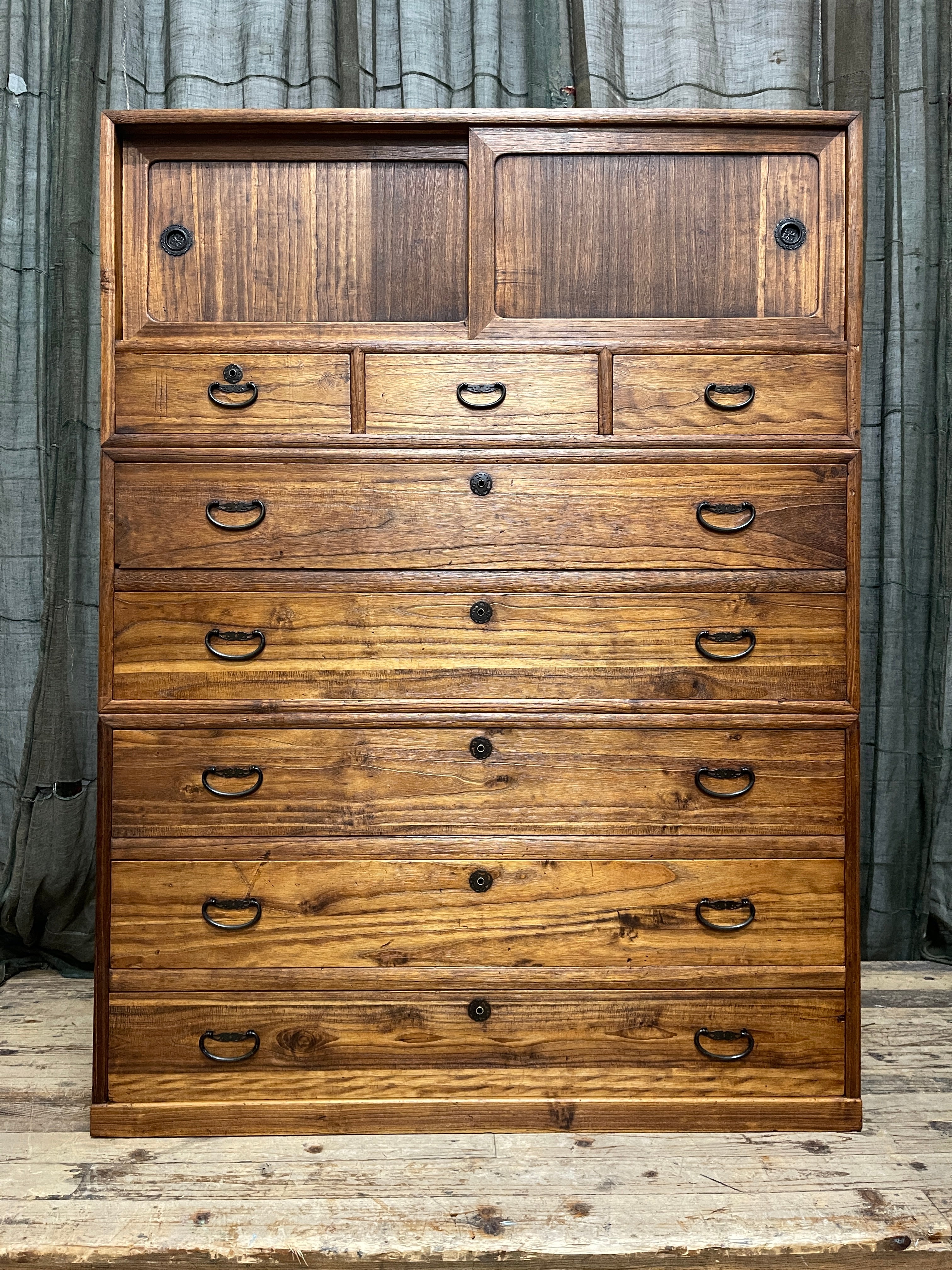 Japanese Three-Piece Kimono Chest of Drawers - Paulownia | Midcentury