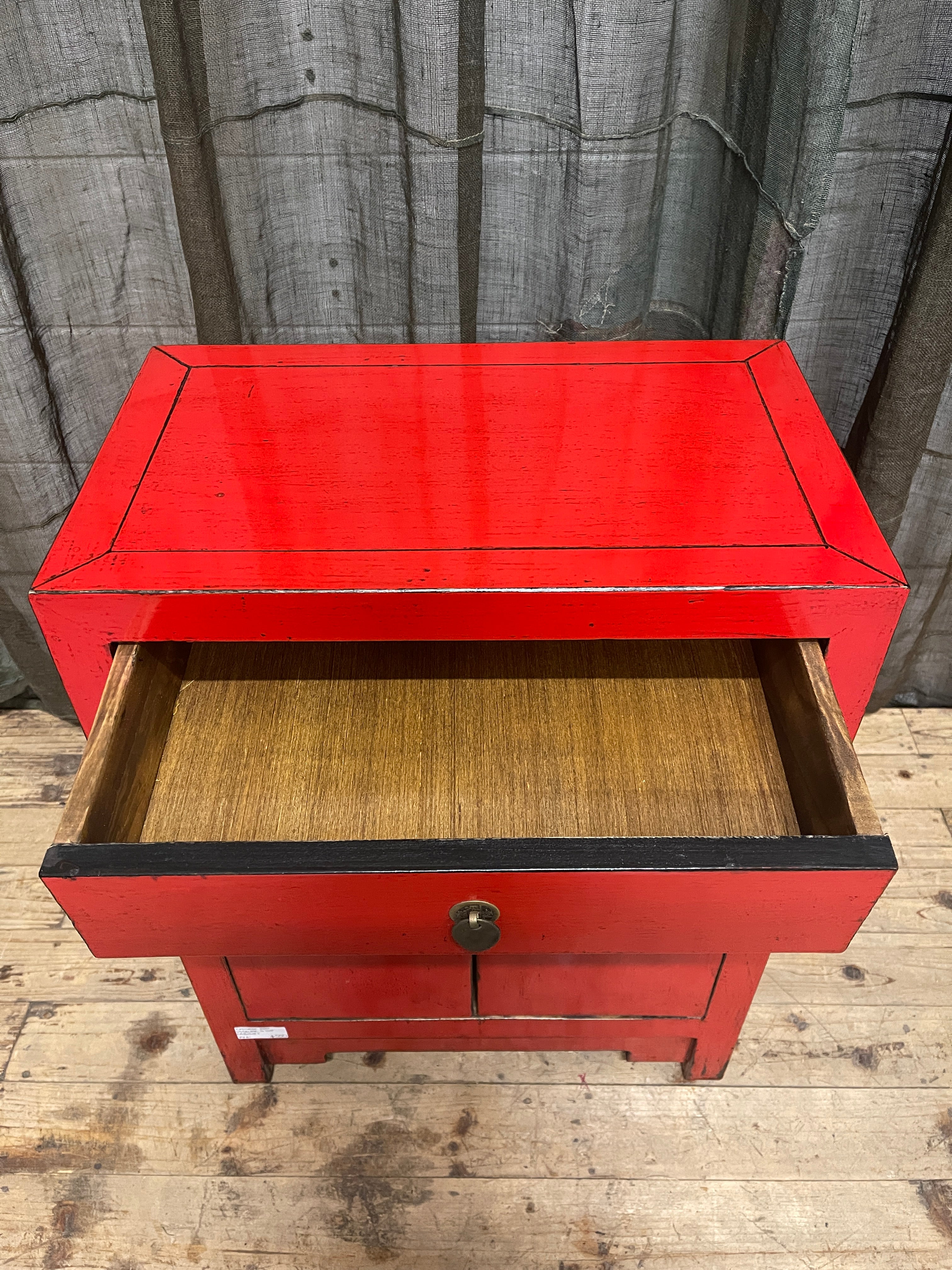 Chinese Red Lacquered Side Cabinet